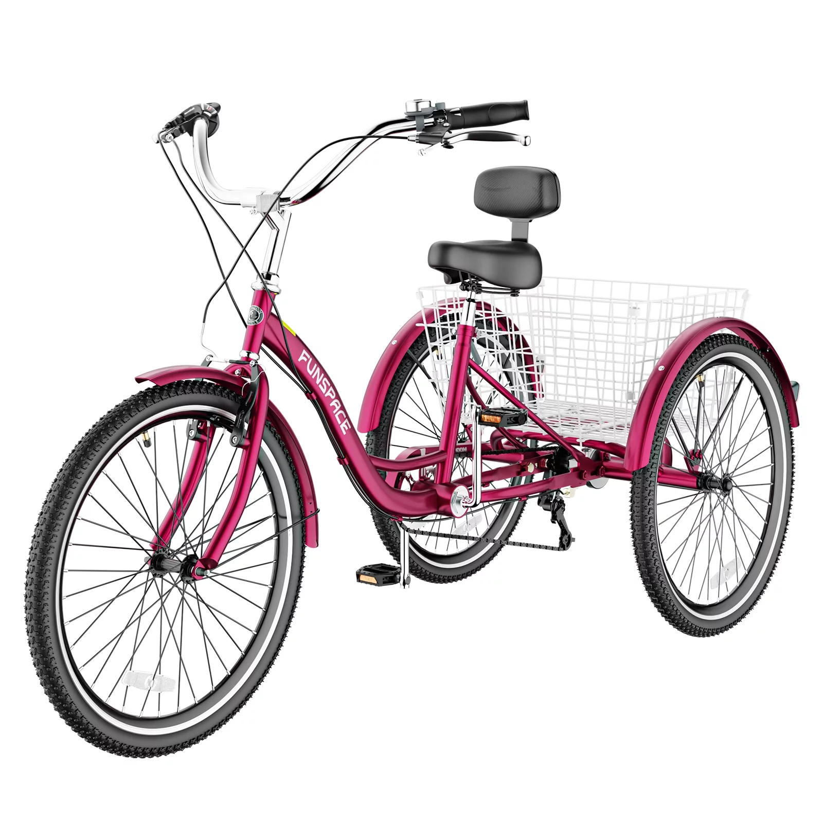 Lilypelle Adult Tricycles 7 Speed 20/24/26 Inch Three Wheel Bike Cruiser Trike with Low-Step Through Frame/Large Basket for Men, Women, Seniors - Womvr