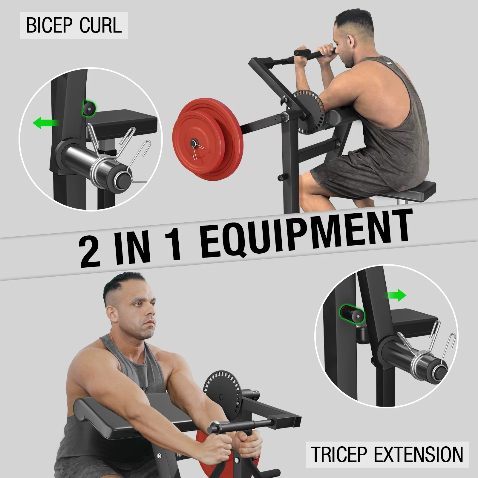 syedee Fitness Bicep Curl and Tricep Press Extension Machine, 2 in 1 Exercise Equipment with 160 lbs Capacity Weights for Home Gym Workout Station - Womvr