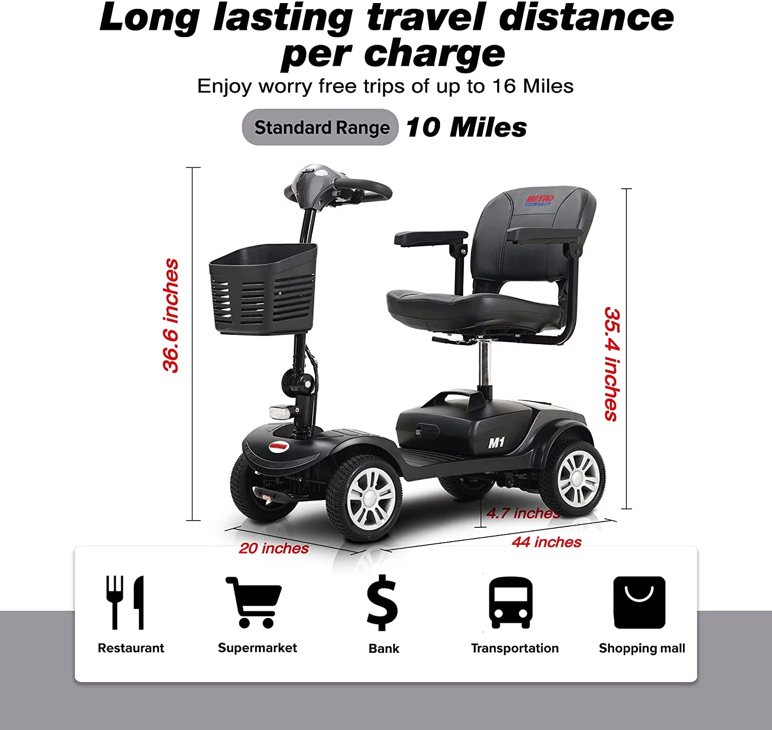 Metro Mobility Elderly Scooter Folding Scooter Adults 4 Wheel Scooter . - Womvr