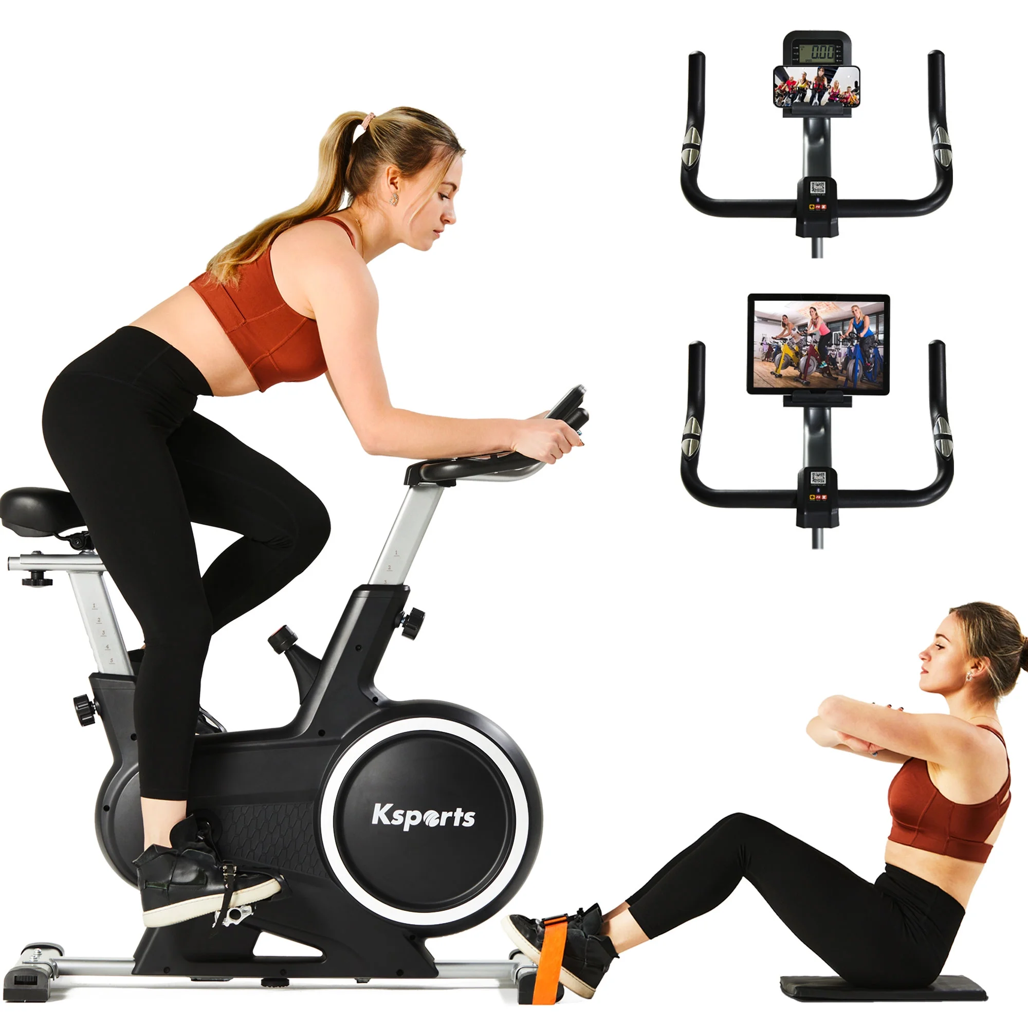 Ksports Wool Felt Resistance Exercise Bike with Ab Workout Function - Womvr