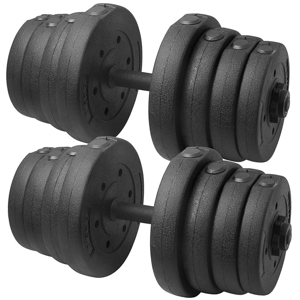 Yaheetech 66LB Adjustable Dumbbell Weight Set Home Training Dumbbell Pair Lifting Black - Womvr
