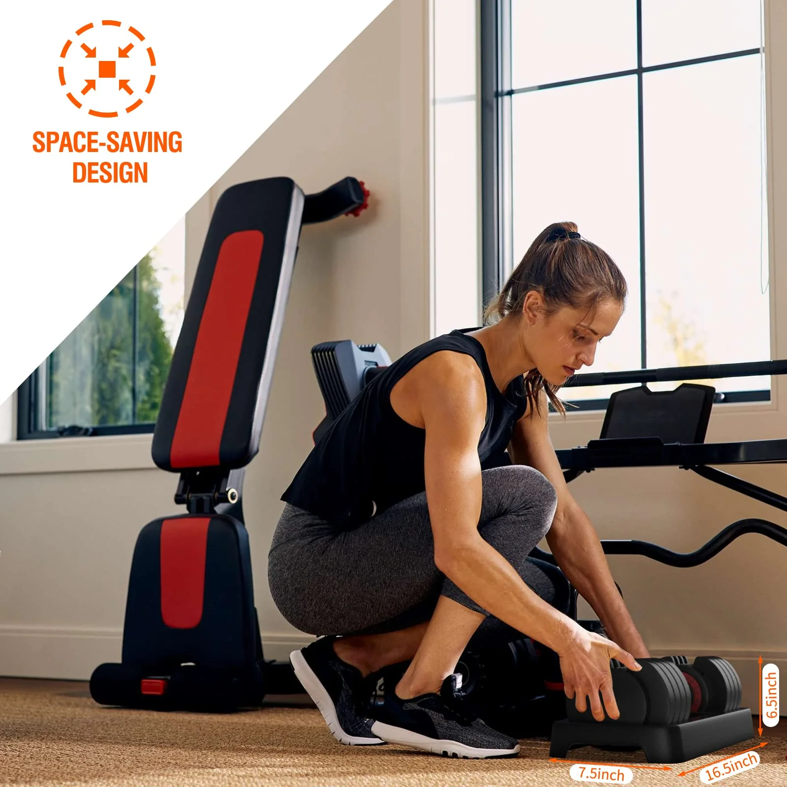 SKOK 11-55 lbs Adjustable Dumbbells Weight Set, Pair, Gym Exercise and Workout Fitness, Black - Womvr