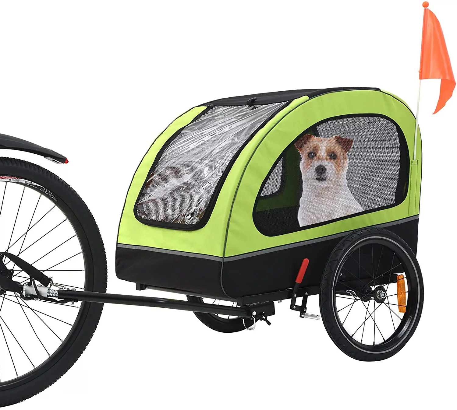 MOJAY Foldable Dog Bike Trailer with Rear Entrance for Small and Medium Pets Under 88 lbs, Outdoor Bike Trailer, Green - Womvr