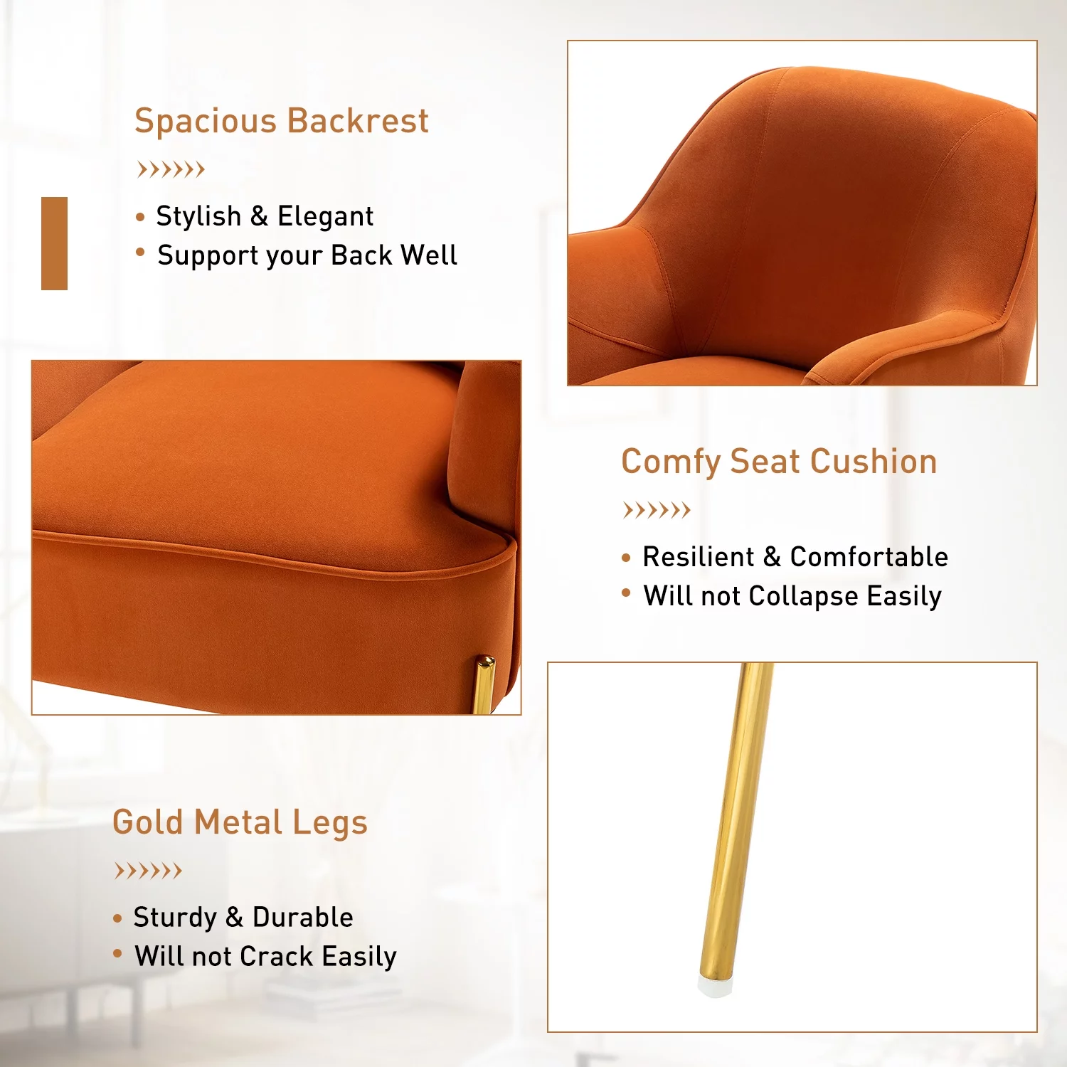 Velvet Upholstered Accent Chair Metal Legs Curved Backrest Lounge Home Armchair Bedroom Adult Pink - Womvr
