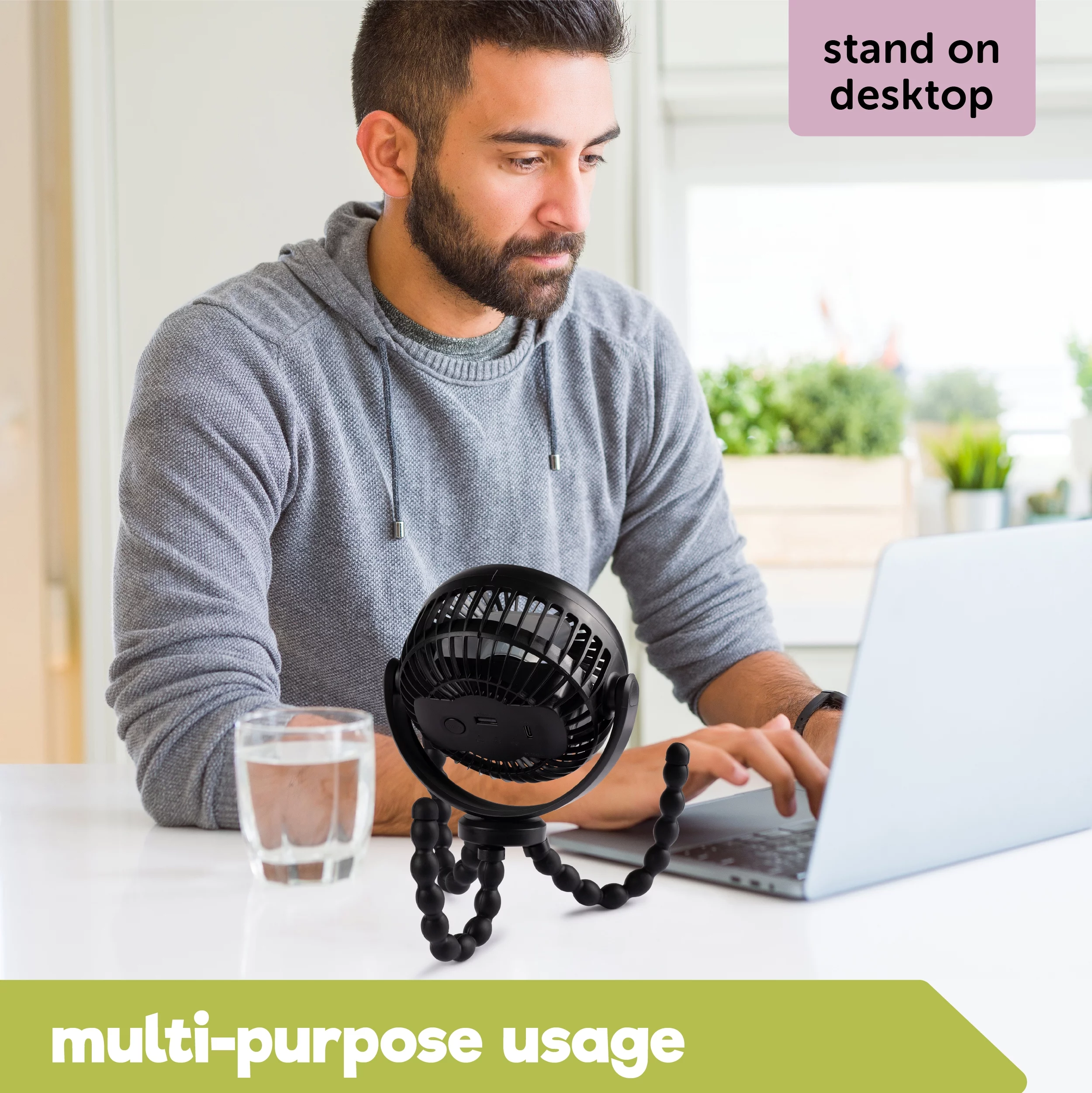 Hoovy Portable & Rechargeable Stroller Fan, for Babies & Toddlers, Unisex - Womvr