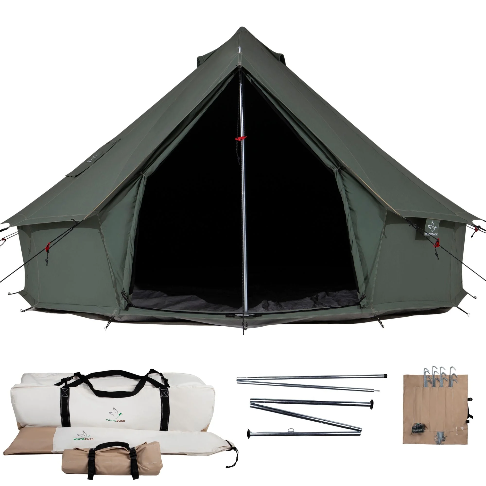 WHITEDUCK Regatta Canvas Bell Tent w/Stove Jack, Sandstone Beige, 13', Water Repellent 4-Season Camp - Womvr