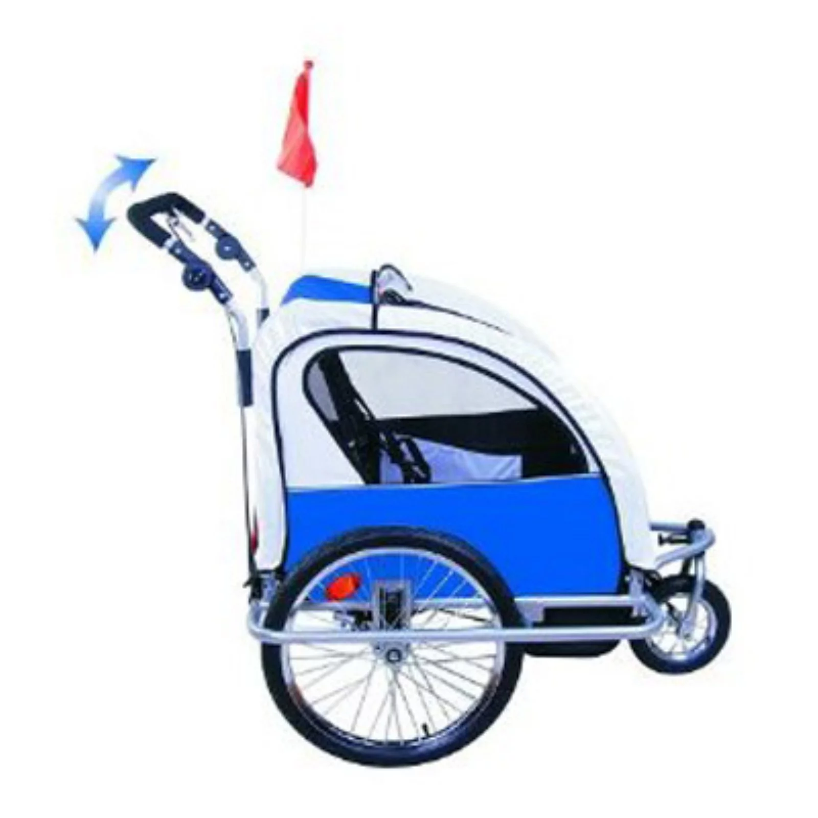 Aosom Elite 360 Swivel 2-In-1 Double Child Two-Wheel Bicycle Cargo Trailer And Jogger With 2 Safety Harnesses, Blue - Womvr