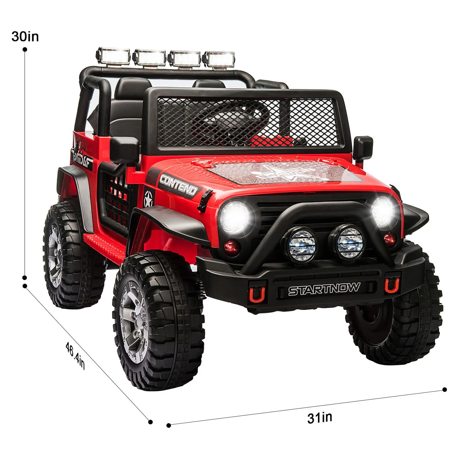 PWFE 12 Volt Kids Electric Car Kids Ride On Car with Remote Control, 2 Seats Kids Jeep with LED Lights, Wheels Suspension, Music, Horn, 110lbs Load(Pink) - Womvr