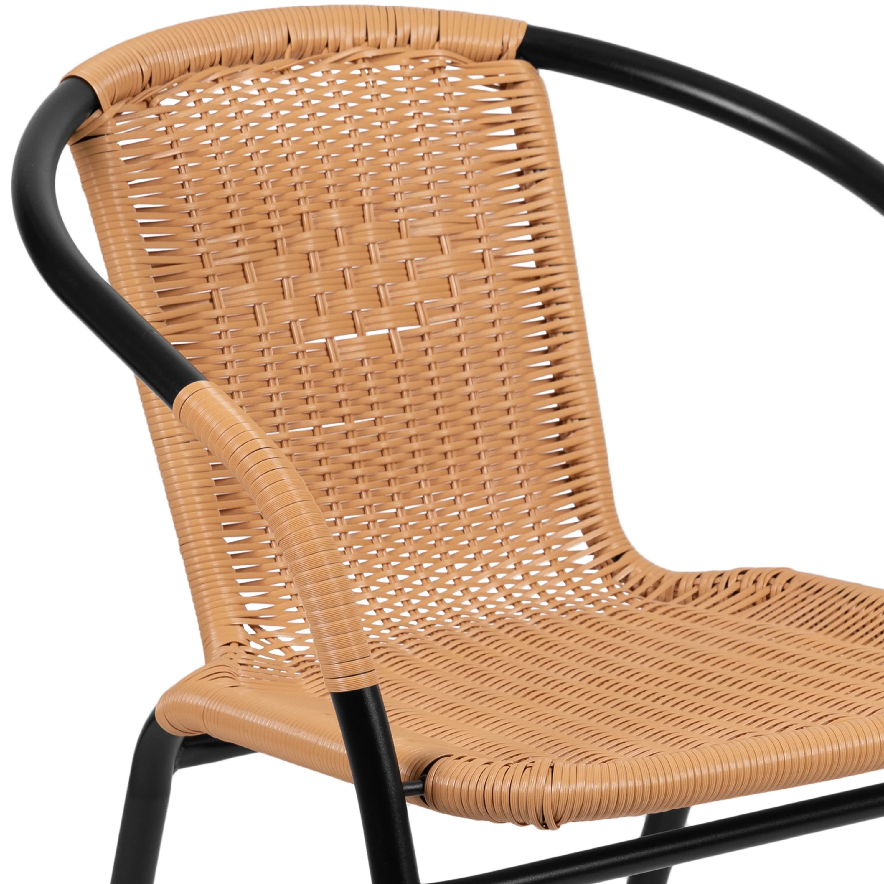 Emma + Oliver 2 Pack Gray Rattan Indoor-Outdoor Restaurant Stack Chair with Curved Back - Womvr