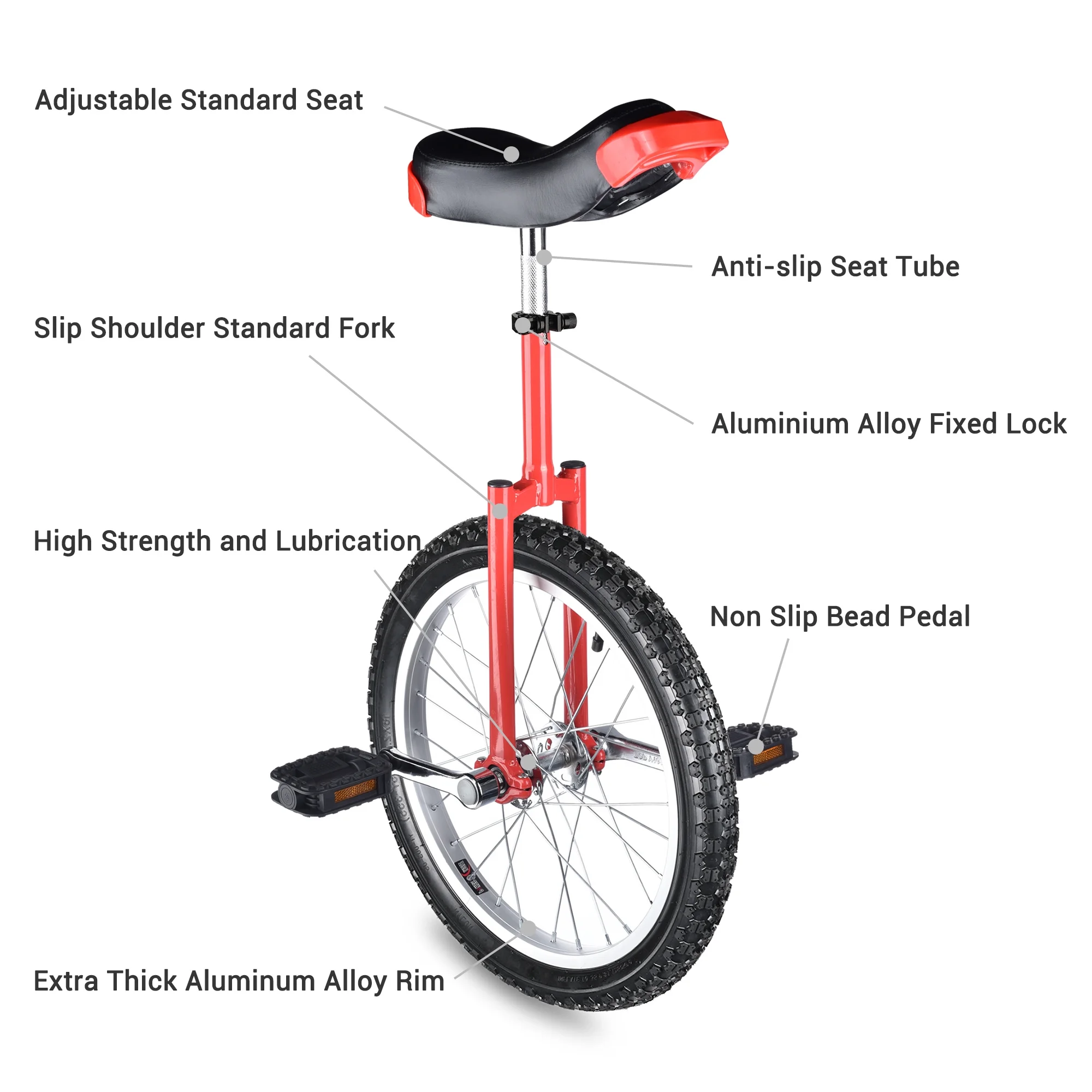 Yescom 18 In Wheel Outdoor Unicycle Skid-proof Tire Fitness Bicycle Balance Training for Adults Teenagers Kids, Silver - Womvr