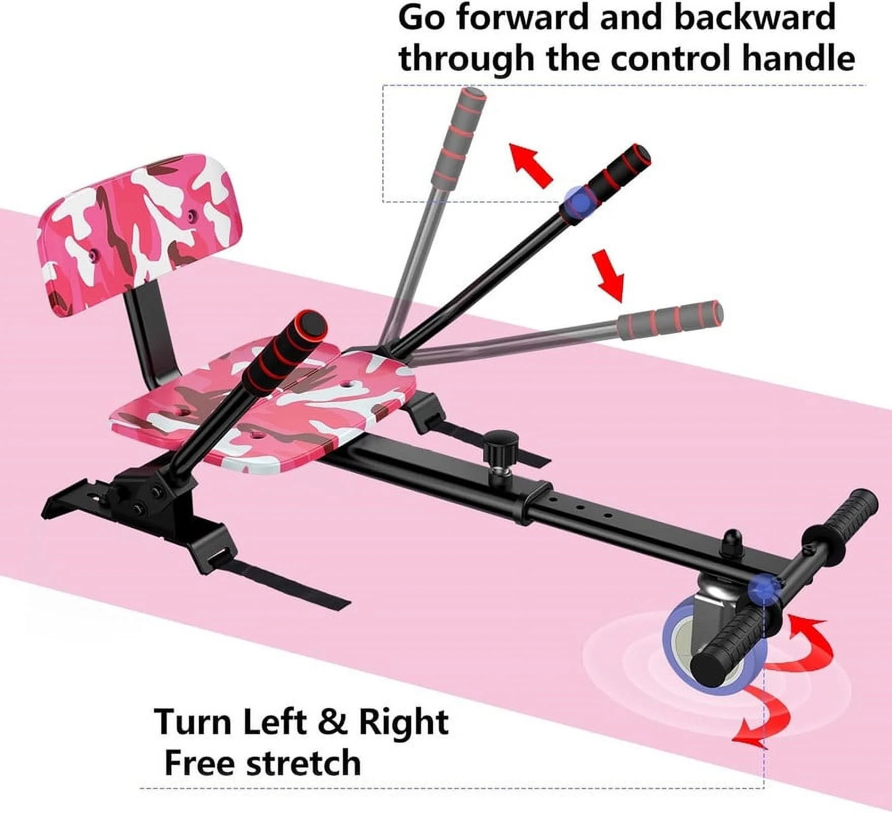 SISIGAD Hoverboard with Seat, 6.5 inch Hoverboard Go Kart Combo with Bluetooth Speaker & LED Lights for Kids Adults - Womvr