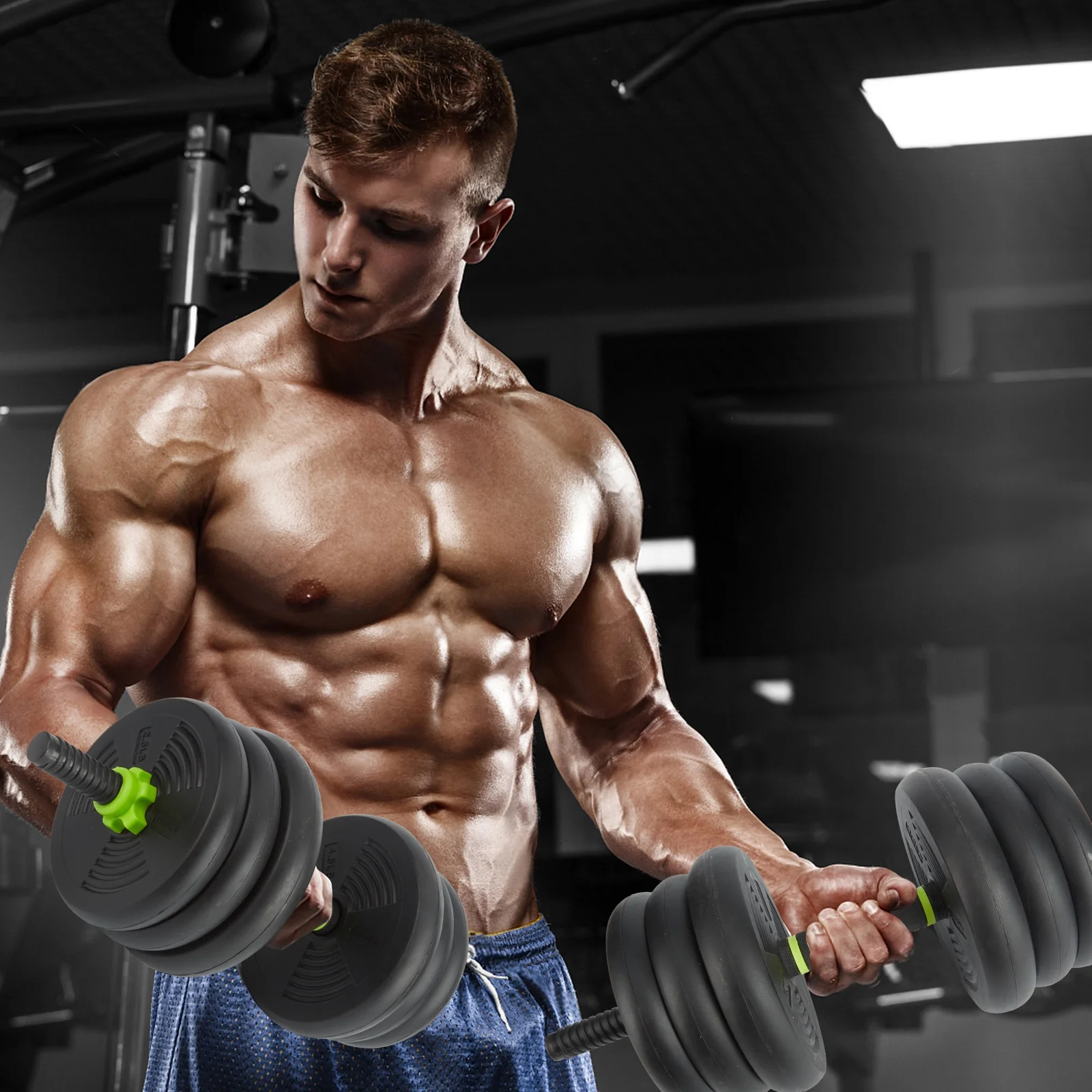 Adjustable Weight Dumbbell Set, 66LBS/88LBS 4 in1 Dumbbells Set,  Dumbbell, Barbell, Kettlebell and Push-up for Home Gym, Fitness Exercise Equipment for Men and Women - Womvr