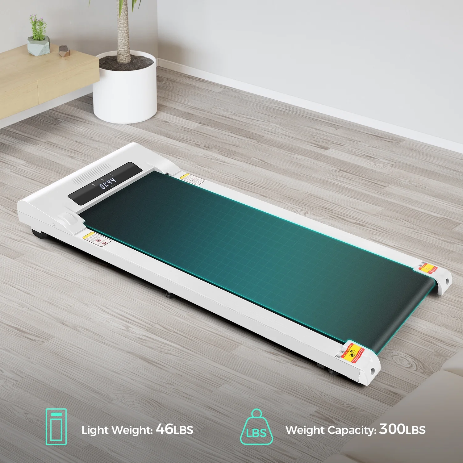 Under Desk Treadmill,2.5HP Installation-Free Slim Flat Compact Treadmill,Electric Quiet Walking Treadmill with LED Display and Wireless Remote Control for Home/Office (pink) - Womvr