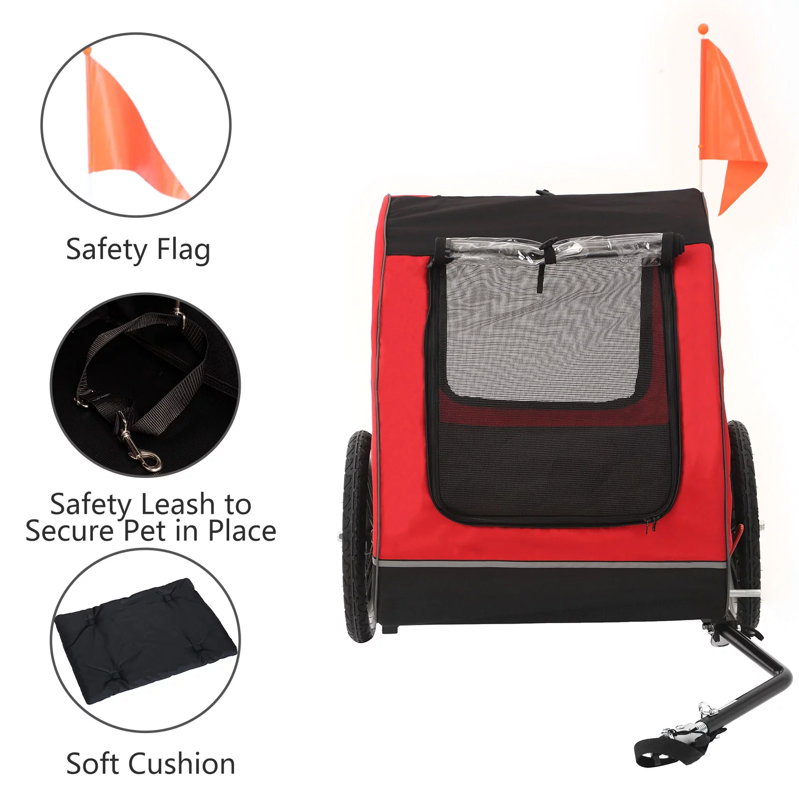 MOJAY Foldable Dog Bike Trailer with Rear Entrance for Small and Medium Pets Under 88 lbs, Outdoor Bike Trailer, Green - Womvr