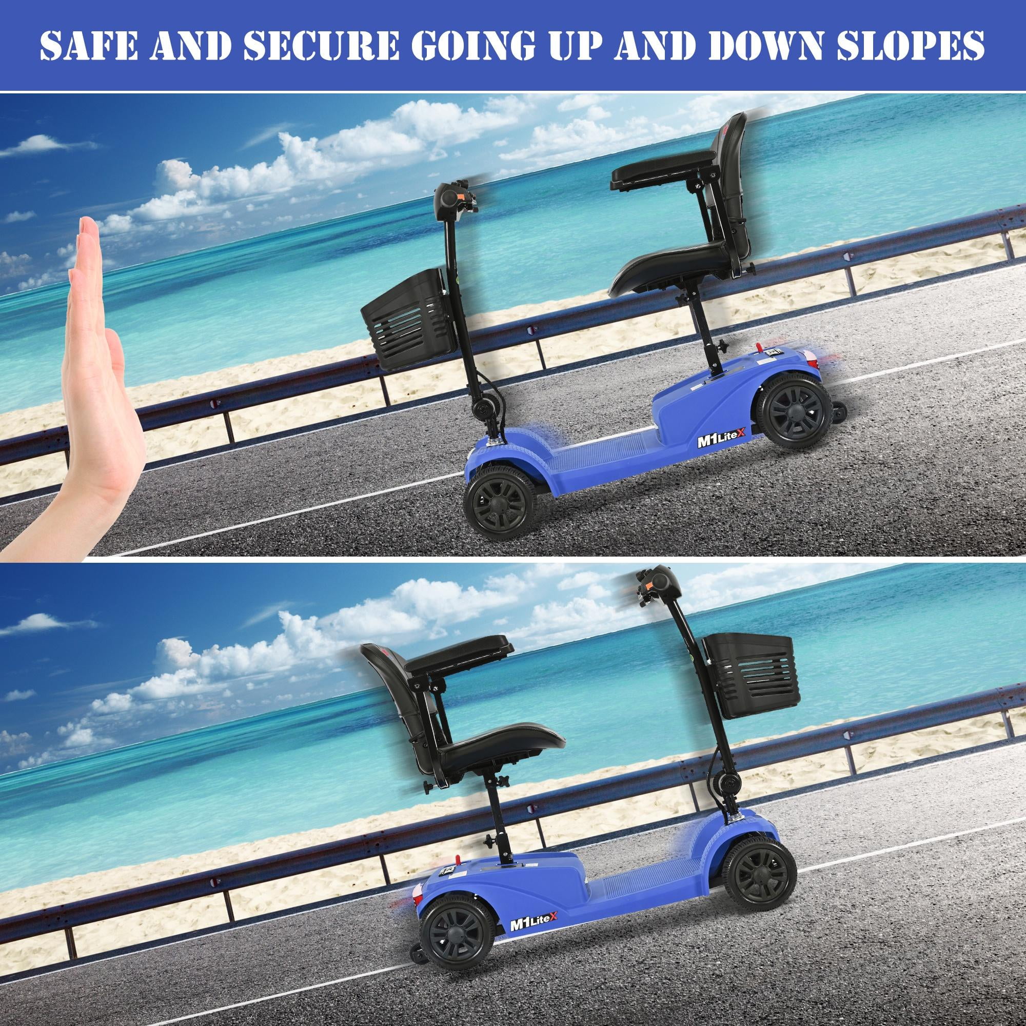 Segmart Mobility Scooter for Seniors, Heavy Duty 4-Wheel Mobile Device with Front & Rear Light, 300lbs, Black - Womvr