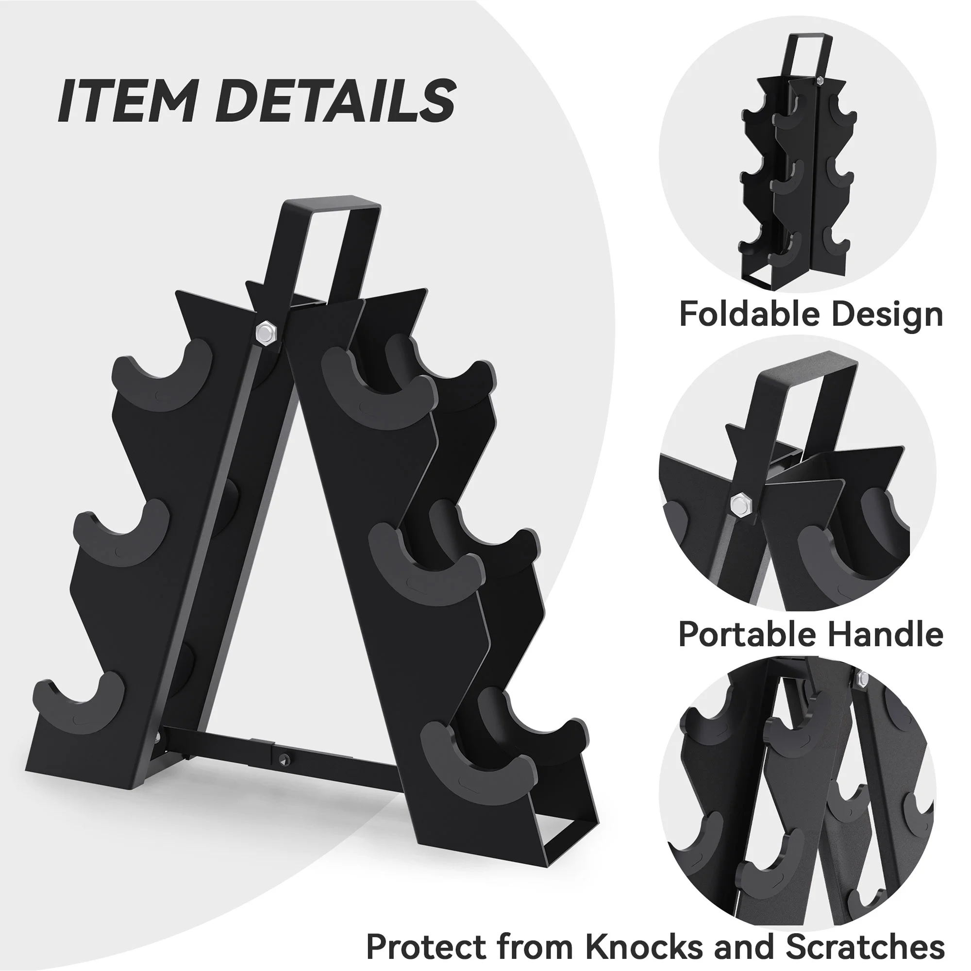 BalanceFrom Rubber Hex 5, 8, and 10 Pound Dumbbell Pairs with Metal Rack - Womvr