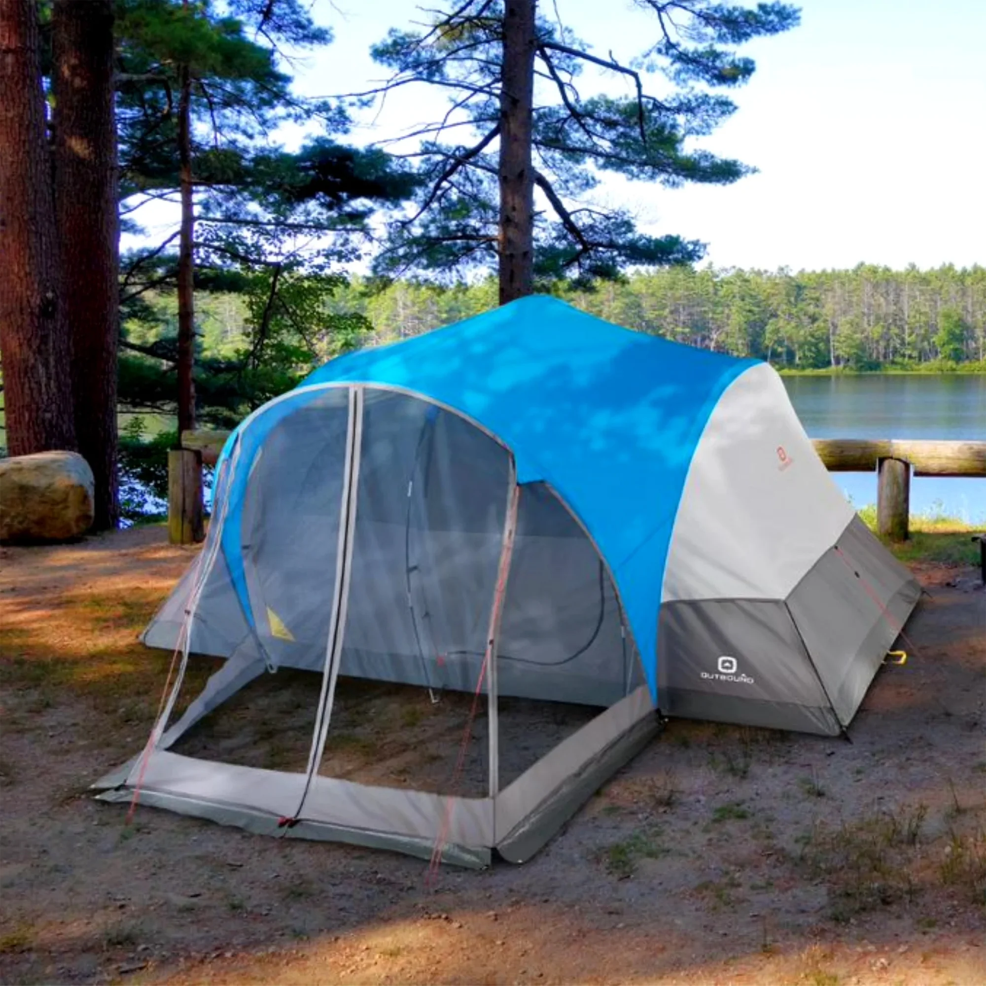 Outbound 8 Person 3 Season Easy Up Dome Tent with Room Divider & Rainfly - Womvr