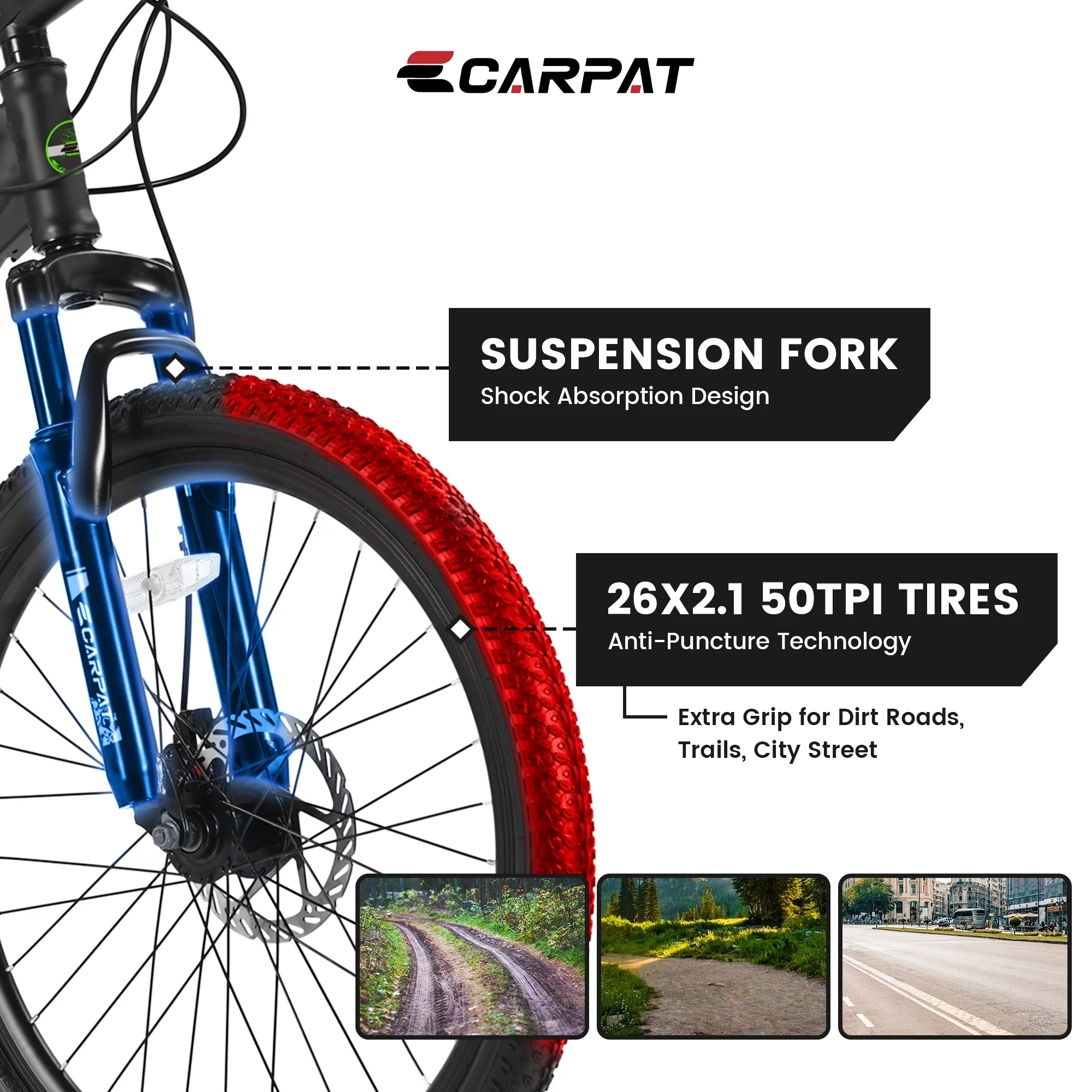 26 inch Mountain Bike for Men, Adult Mens Bike with 21 Speed & Disc Brakes - Womvr