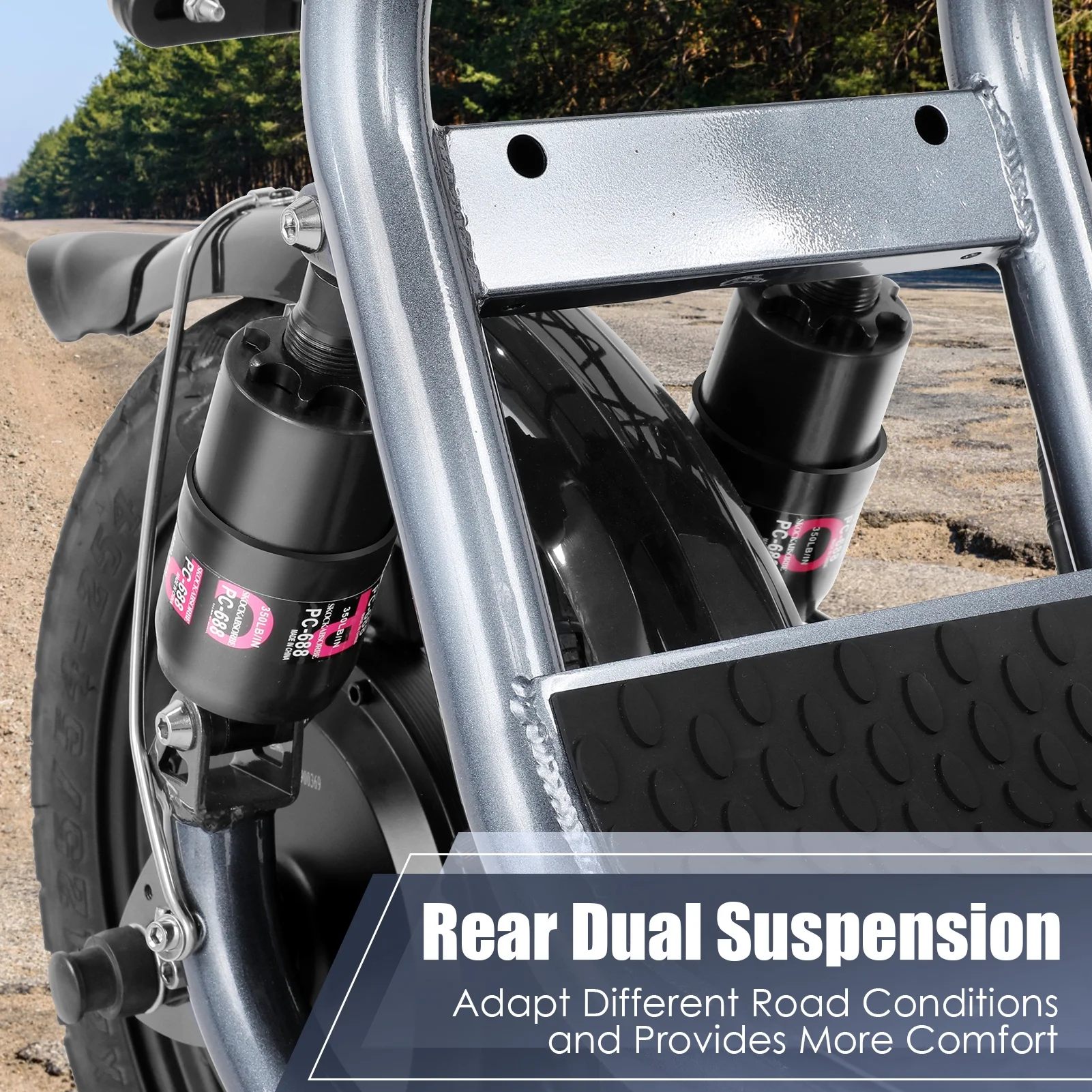 Caroma 500W Electric Scooter with Seat for Adult, 14 inch Commuter Electric Scooter with Dual Shock Absorbers and Basket - Up to 25 Miles 20 MPH, Silver - Womvr