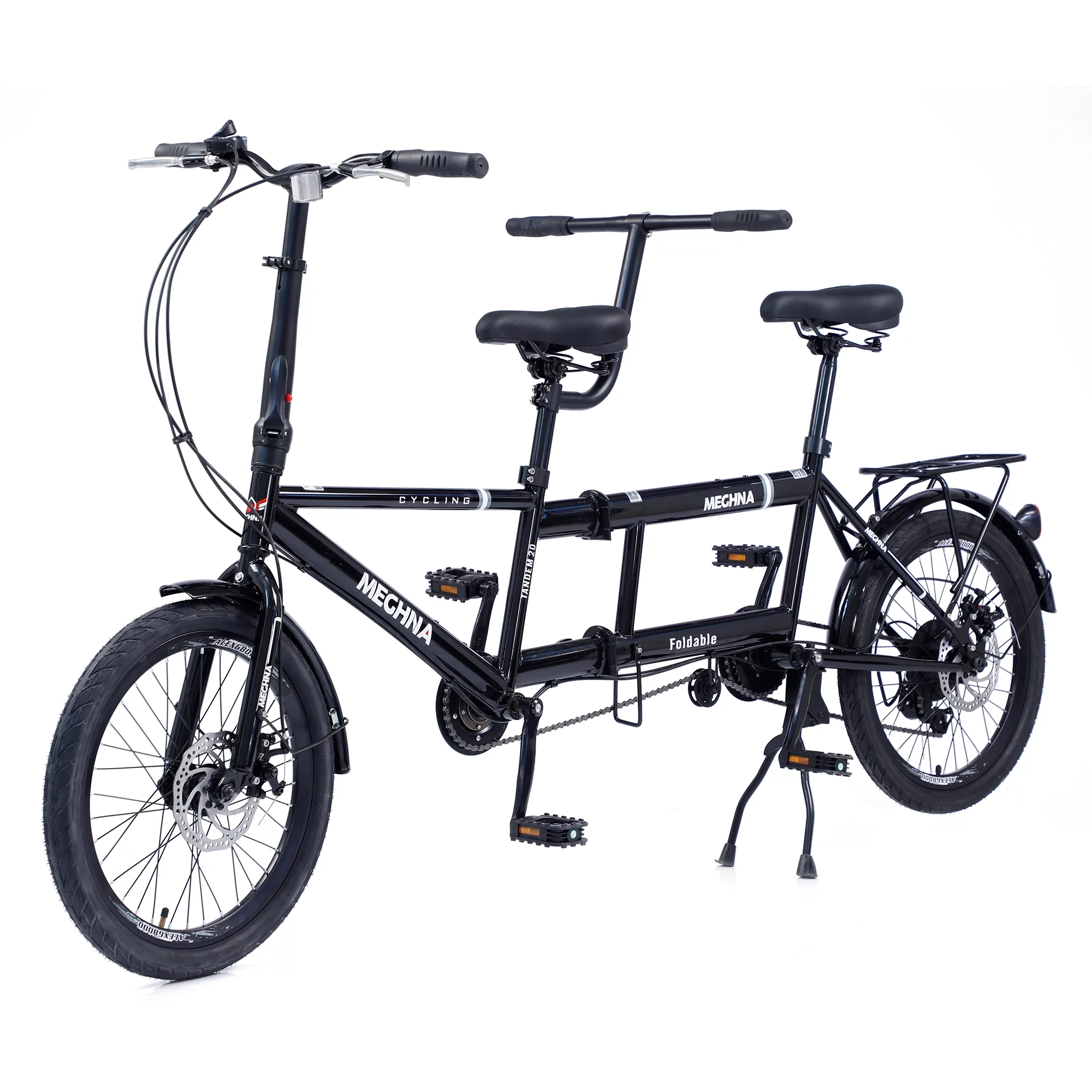Meghna Tandem Bike 20 inches Wheels 2-Seater Shimano 7 Speed Folding Tandem Adult Beach Cruiser Orange - Womvr