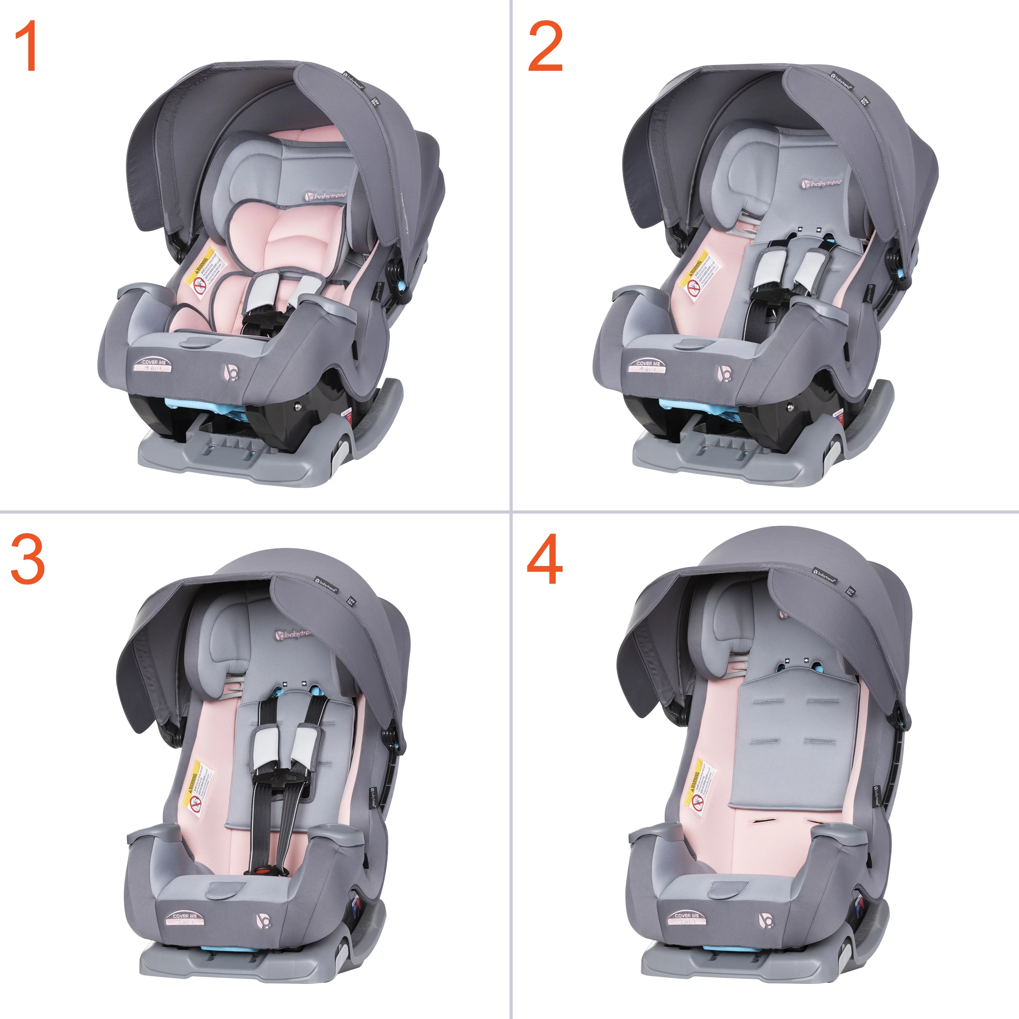 Baby Trend Cover Me 4-in-1 Convertible Car Seat - Vespa - Gray - Womvr