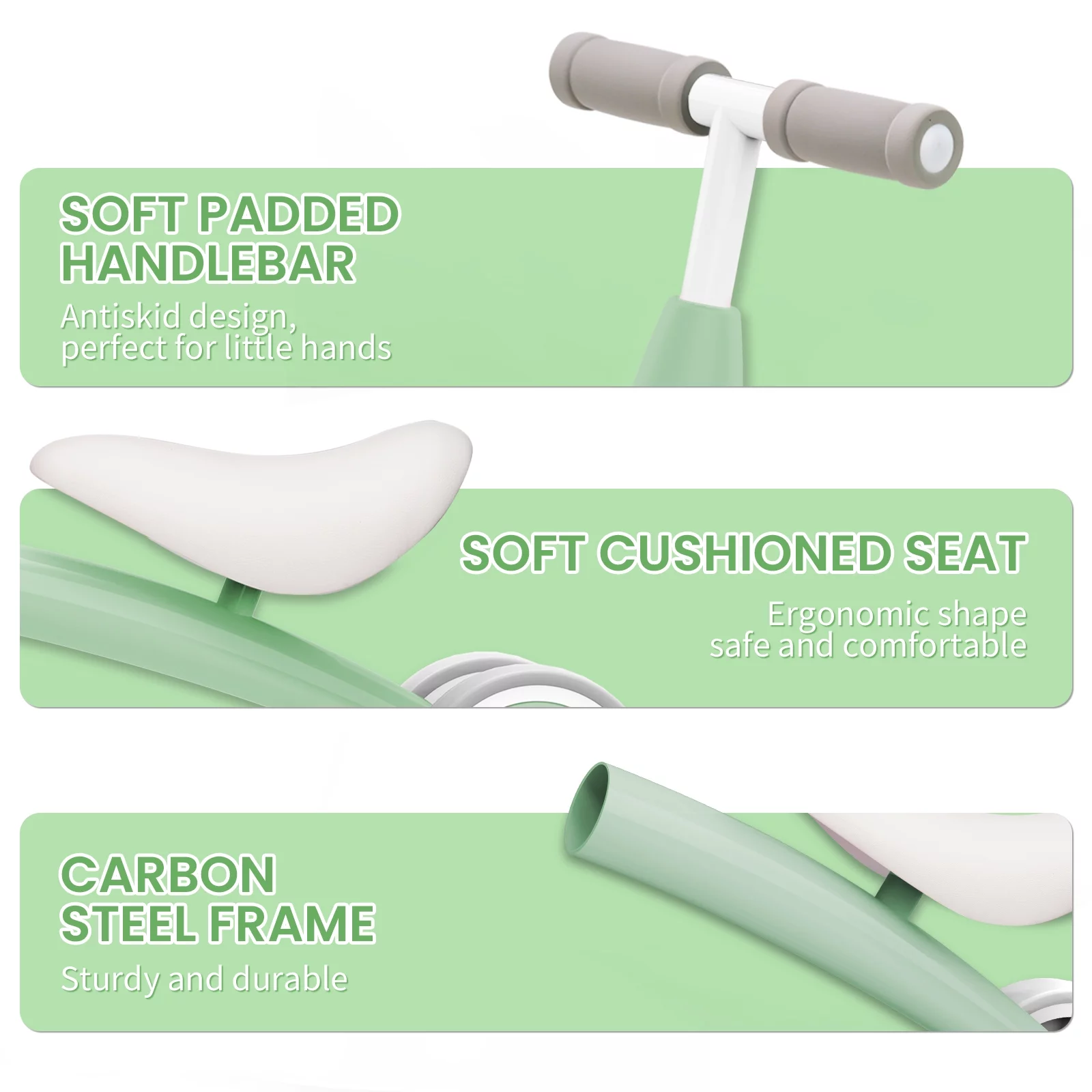 Sejoy Baby Balance Bike Children Walker for 1-3 Years Old Boys Girls 12-36 Months Kids Toddler First Bike 4 Wheels Riding Toys,First Birthday Gifts - Womvr