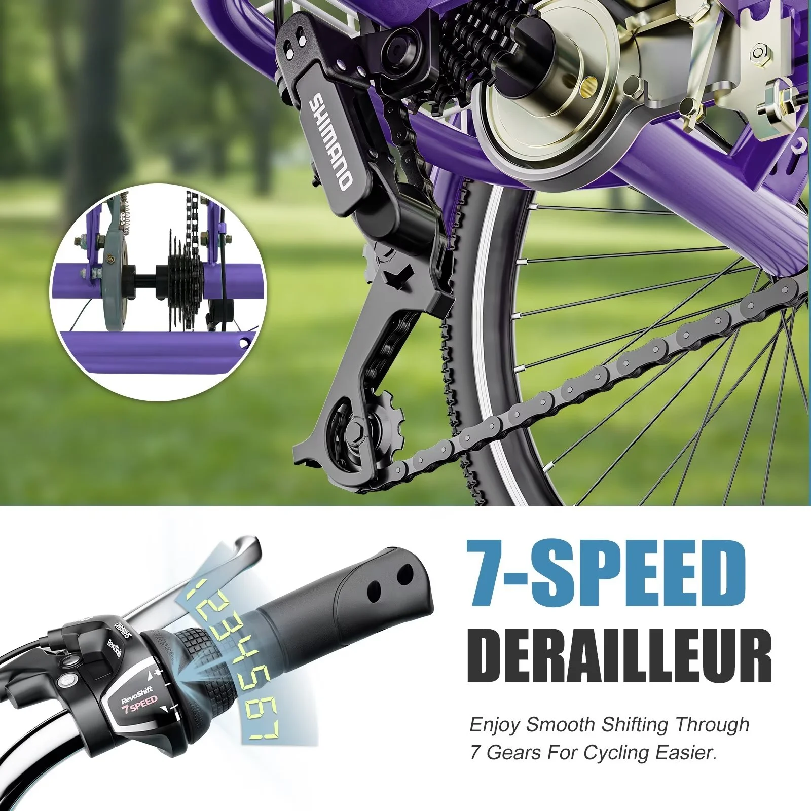 MOPHOTO Adult Tricycle 20/24/26 inch 3 Wheel Bicycle,3 Wheel Bikes for Adults,7 Speed Low Stepover Frame Tricycle with Basket/Bell,3 Wheel Bicycle for Seniors,Women,Men - Womvr