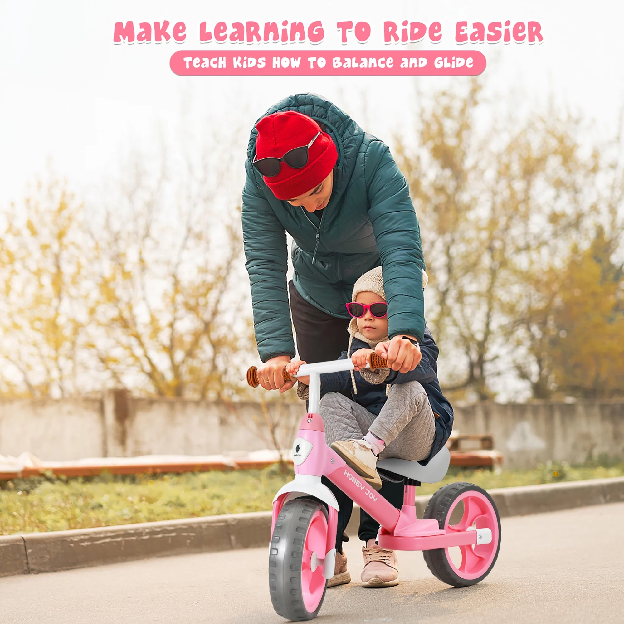 Honey Joy Kids Balance Bike Toddler Training Bicycle w/ Feetrests for 2-5 Years Old Red - Womvr