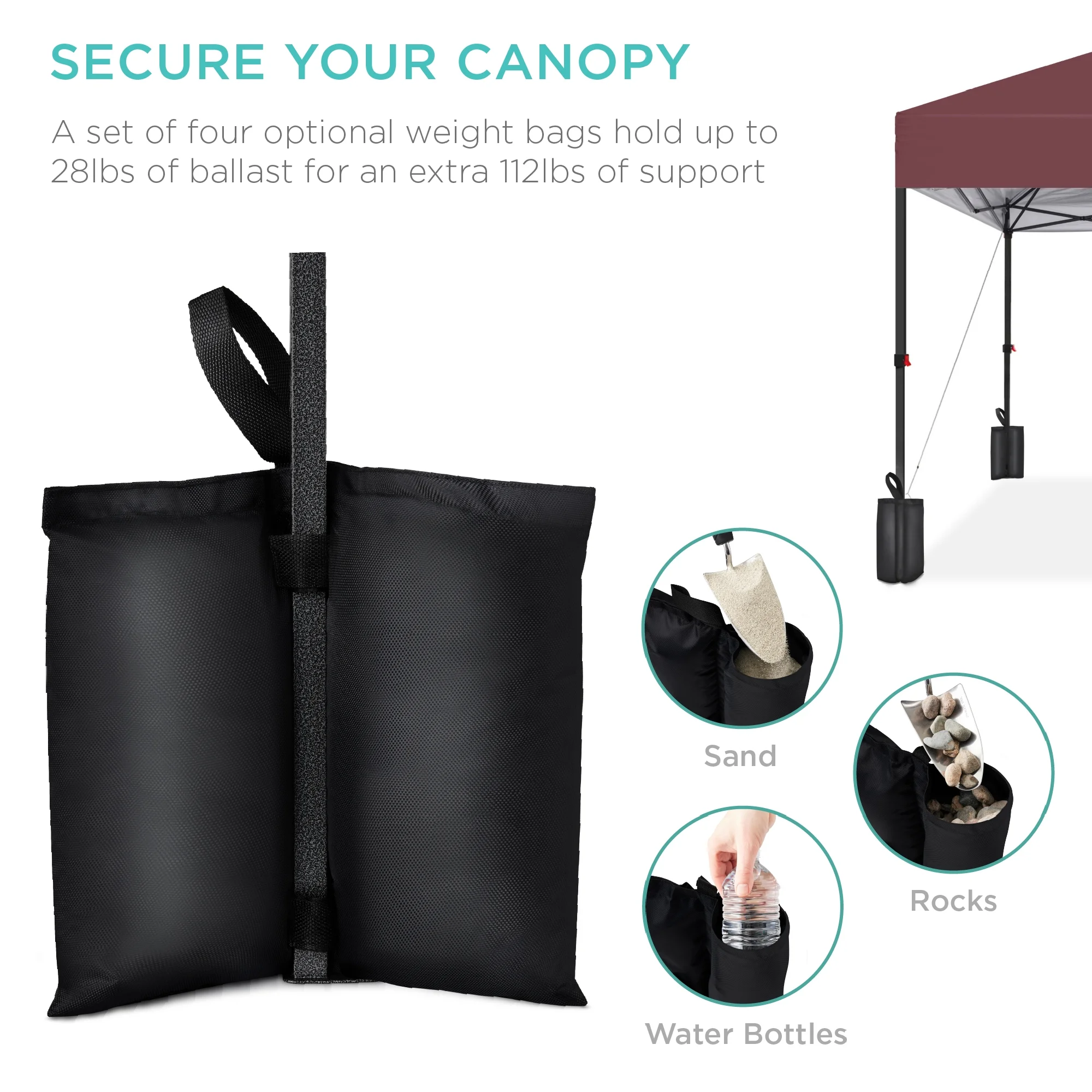 Best Choice Products 10x10ft Easy Setup Pop Up Canopy w/ 1-Button Setup, Wheeled Case, 4 Weight Bags - Cerulean - Womvr