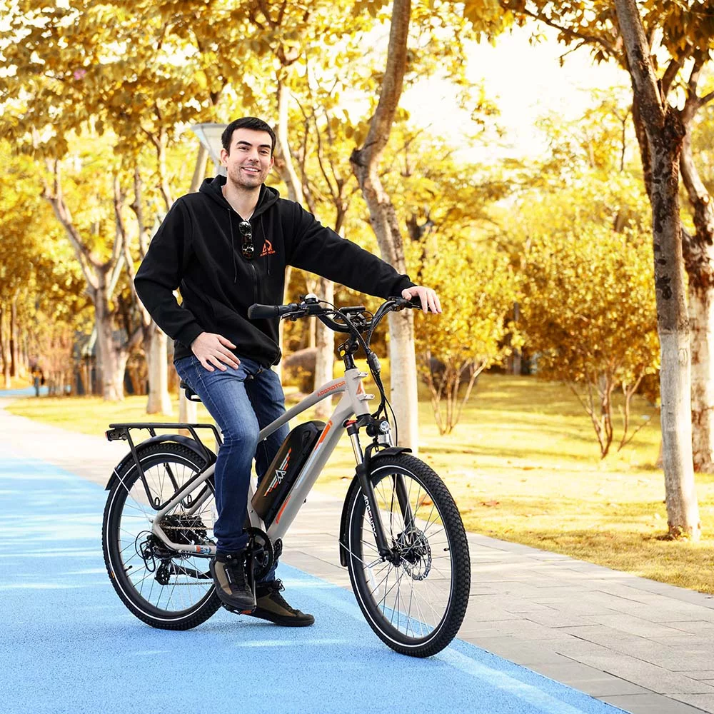 Addmotor 26 inch Electric Bicycles, 500W 48V 20AH UL Certified Battery Ebike, Commuter City Beach Electric Bike for Adults, 125Miles, E-53 White - Womvr