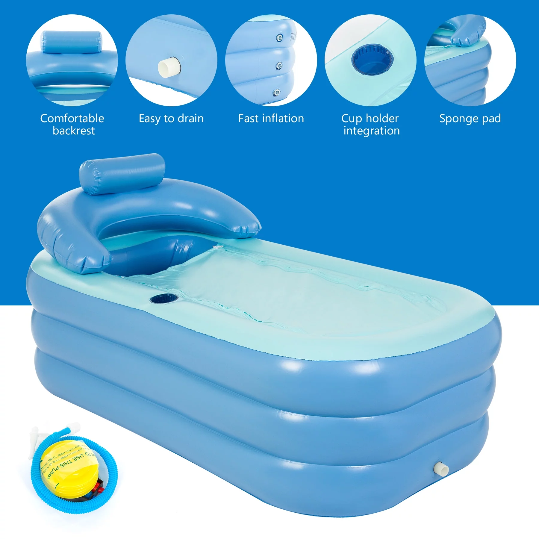 CO-Z 4-6 Person 7' Blow-Up Hot Tub with 130 Air Jets Cover Electric Pump Portable Pool, Gray - Womvr