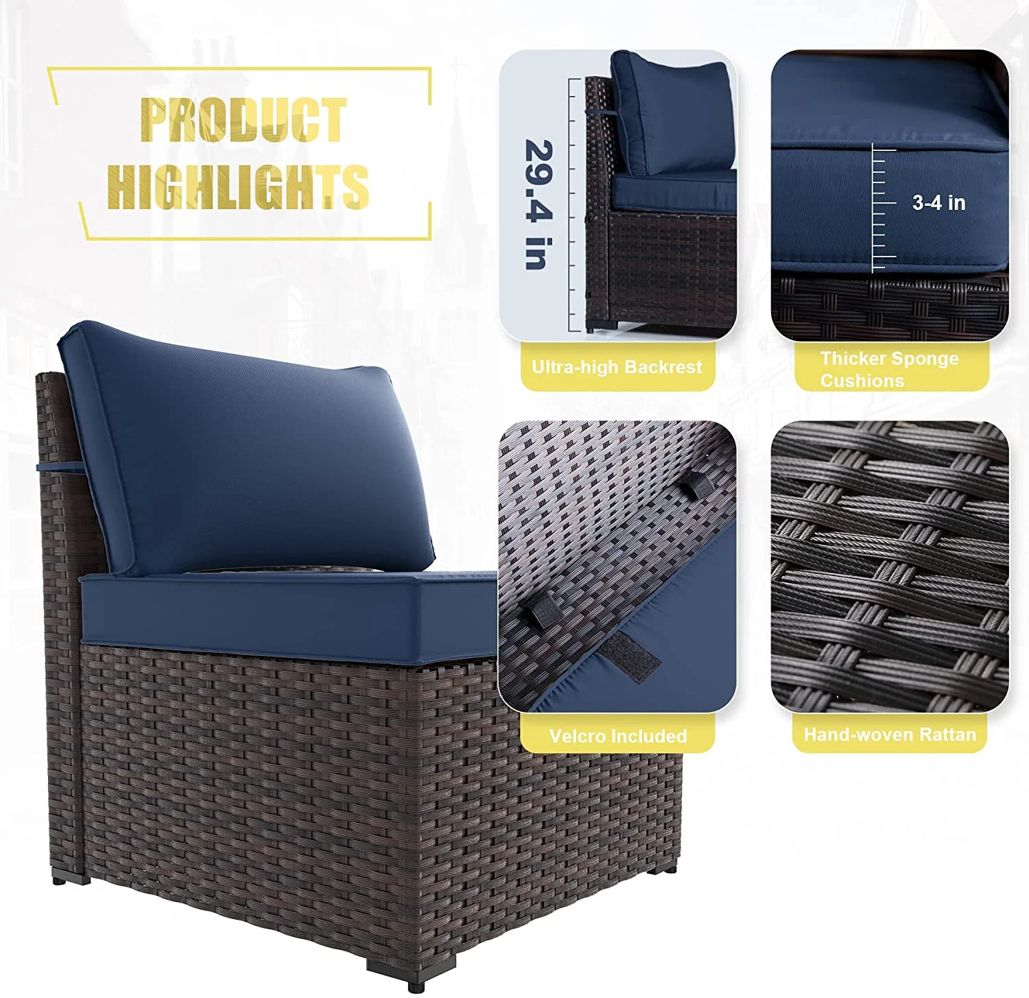 Gotland 13 Pieces Outdoor Patio Rattan Wicker Furniture Set with 43