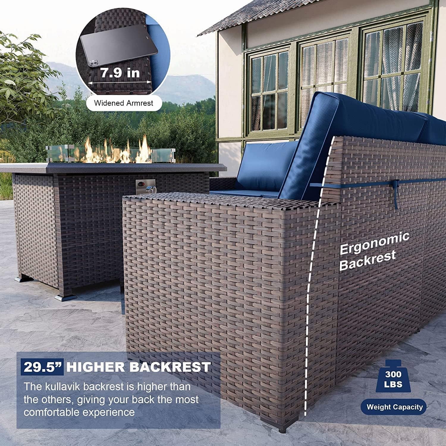 Gotland 13 Pieces Outdoor Patio Rattan Wicker Furniture Set with 43
