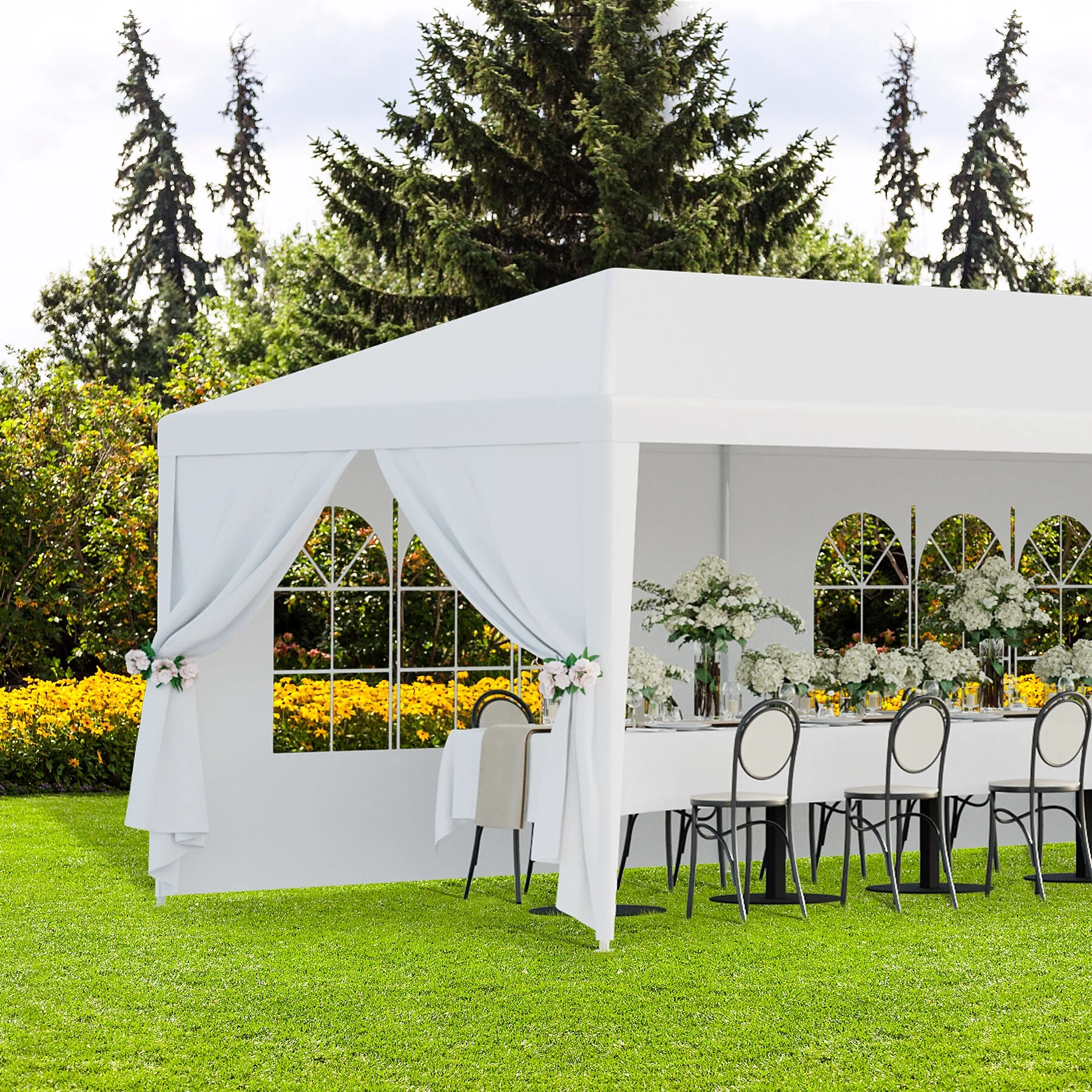 ZenSports 10'x30' Outdoor Party Tent Gazebo Wedding Canopy Tent, White - Womvr