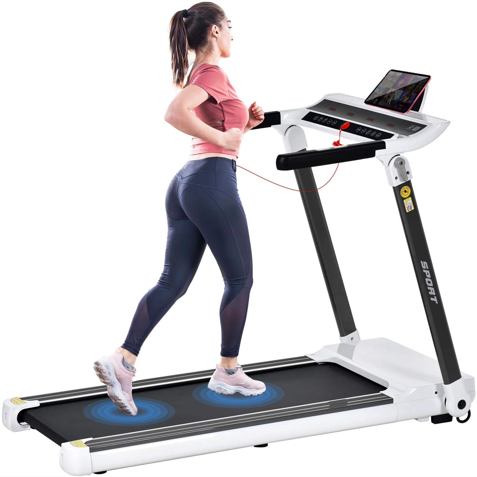 Aukfa Folding Treadmill for Home, 300 lb+ Capacity, 3.5 HP Electric Motorized Treadmill, 8.7 mph Speed, Black - Womvr