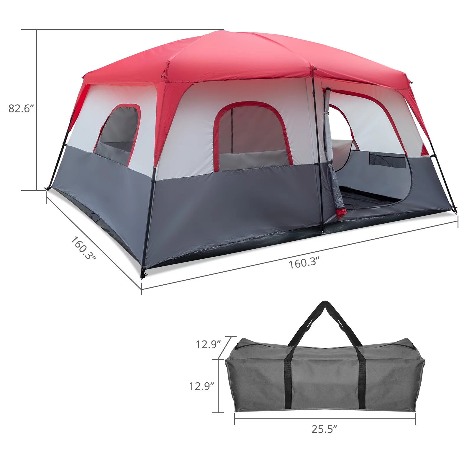 SalonMore 10 Person Tent for Camping Waterproof Family Cabin Tent with Top Rainfly - Womvr