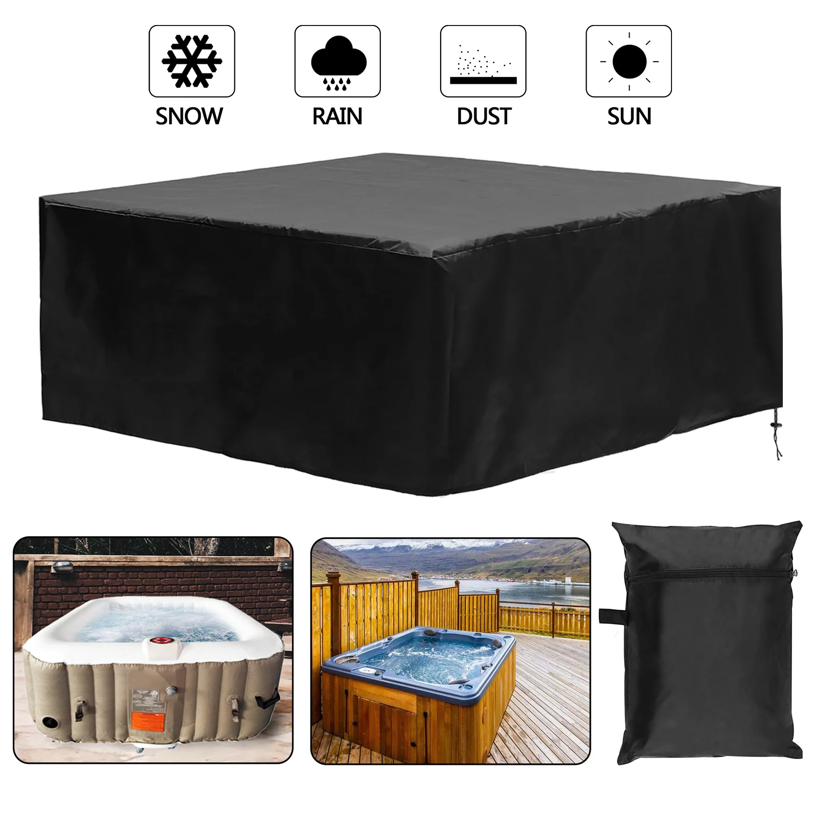 Lovote Heavy Duty Waterproof Hot Tub Spa Cover Cap Water Resistant Protective Cover 3 Sizes - Womvr