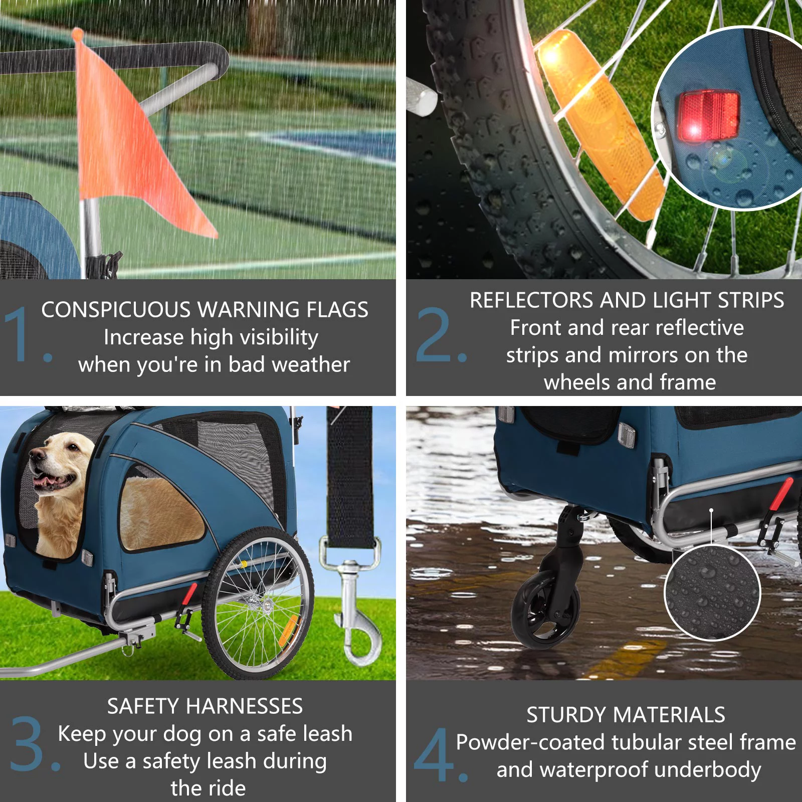 MOJAY 3-in-1 Dog Bicycle Trailer, Dog Stroller, and Dog Jogging Stroller, Red - Womvr