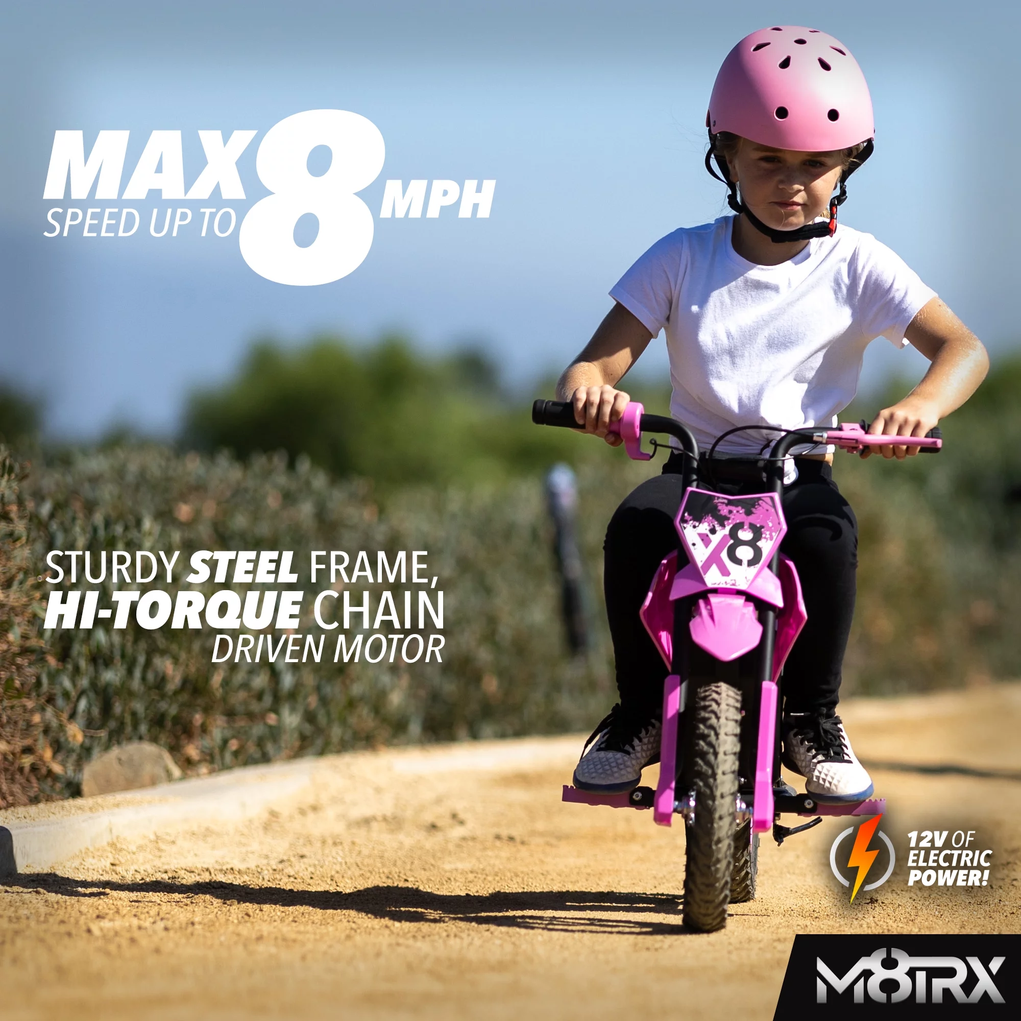 M8TRX 12V Mini Electric Child Dirt Bike, Battery Powered Toy Motorcycle, Kids Ride On, Ages 5 Years and Up, Green - Womvr