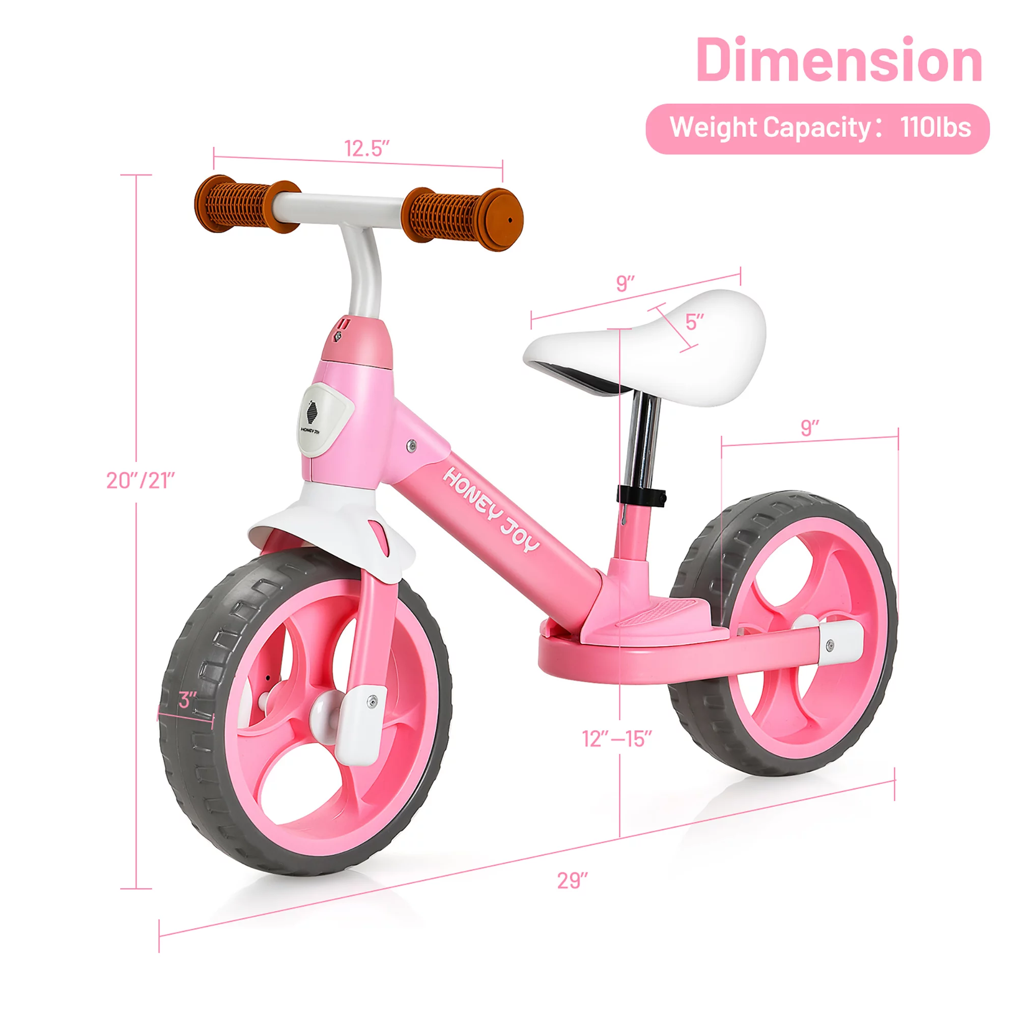 Honey Joy Kids Balance Bike Toddler Training Bicycle w/ Feetrests for 2-5 Years Old Red - Womvr