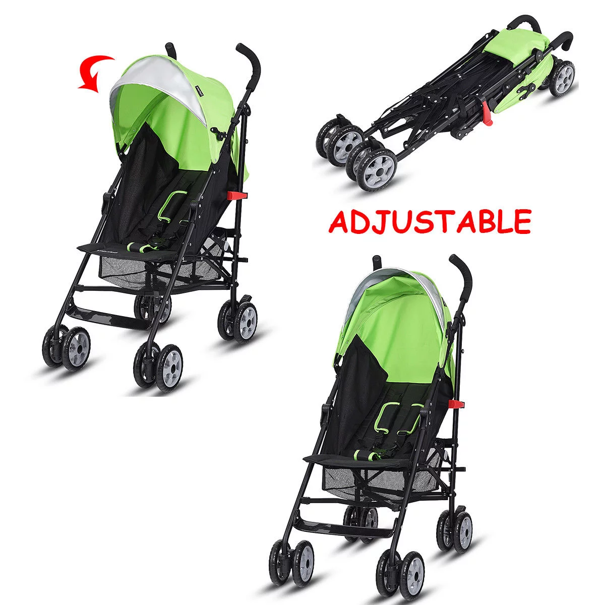 Costway Folding Lightweight Baby Toddler Umbrella Travel Stroller with Storage Basket Black - Womvr