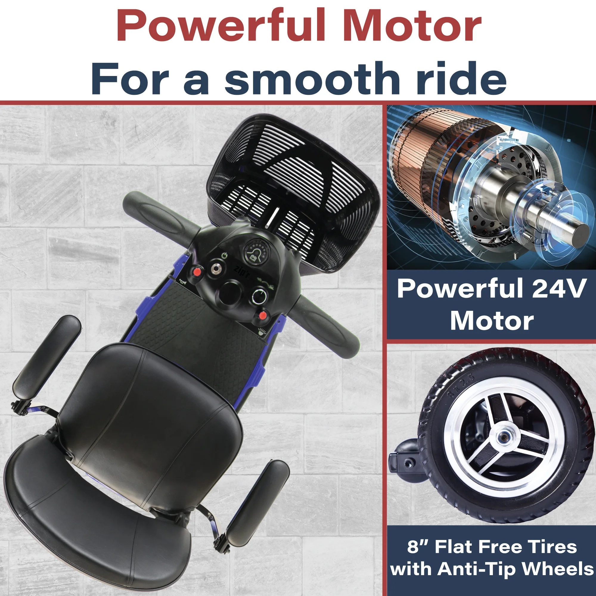 Zip'r Roo 3-Wheel Travel Mobility Scooter, Red - Womvr