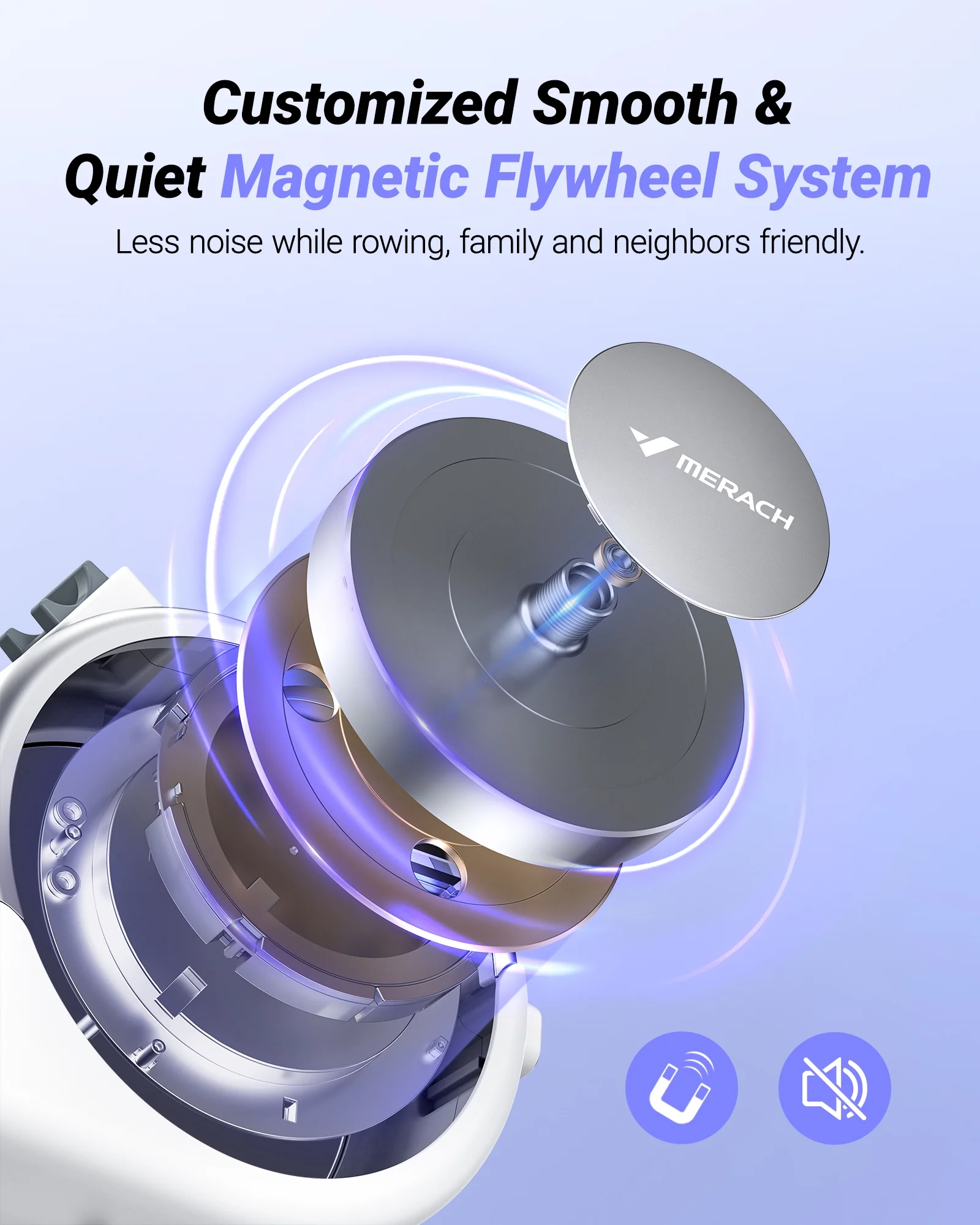 MERACH Magnetic Rowing Machine Quiet 16 Levels Of Resistance Bluetooth White Rower for Home Q1S - Womvr