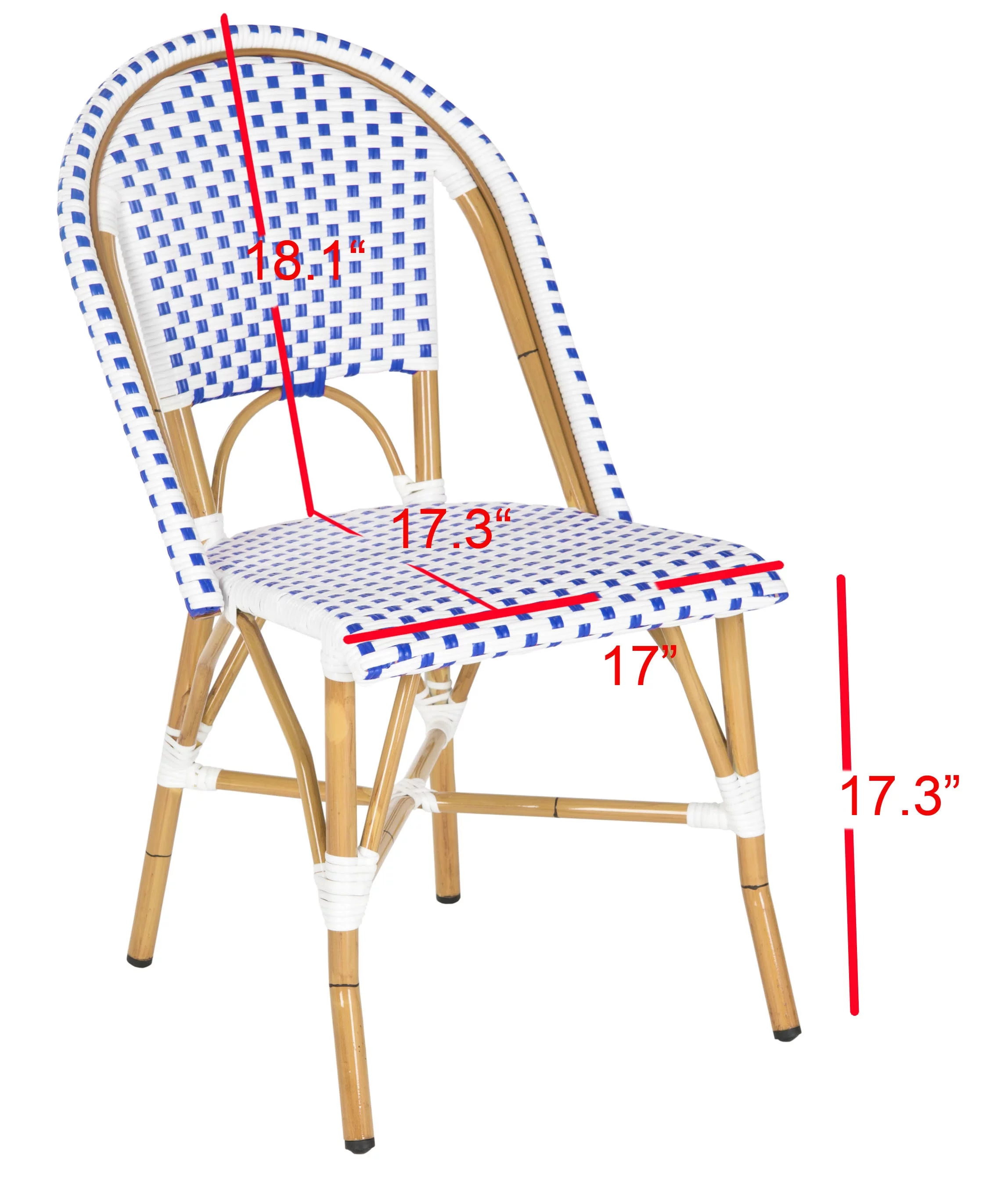 SAFAVIEH Salcha Outdoor French Bistro Side Chair, Blue/White, Set of 2 - Womvr