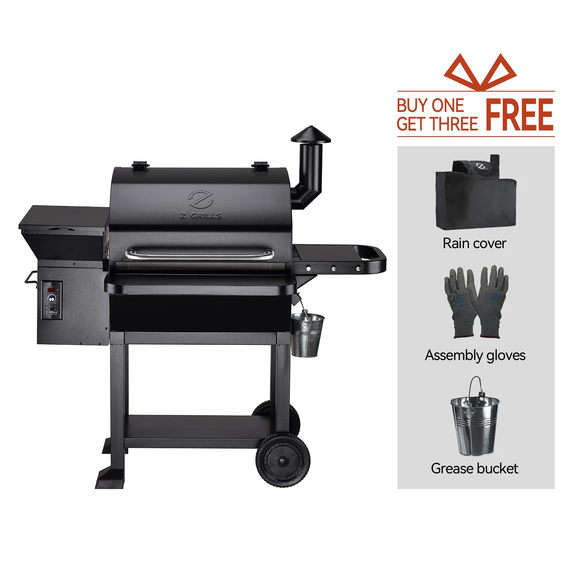 Z GRILLS ZPG-10002B 1060 sq. in. Wood Pellet Grill and Smoker 8-in-1 BBQ Black - Womvr