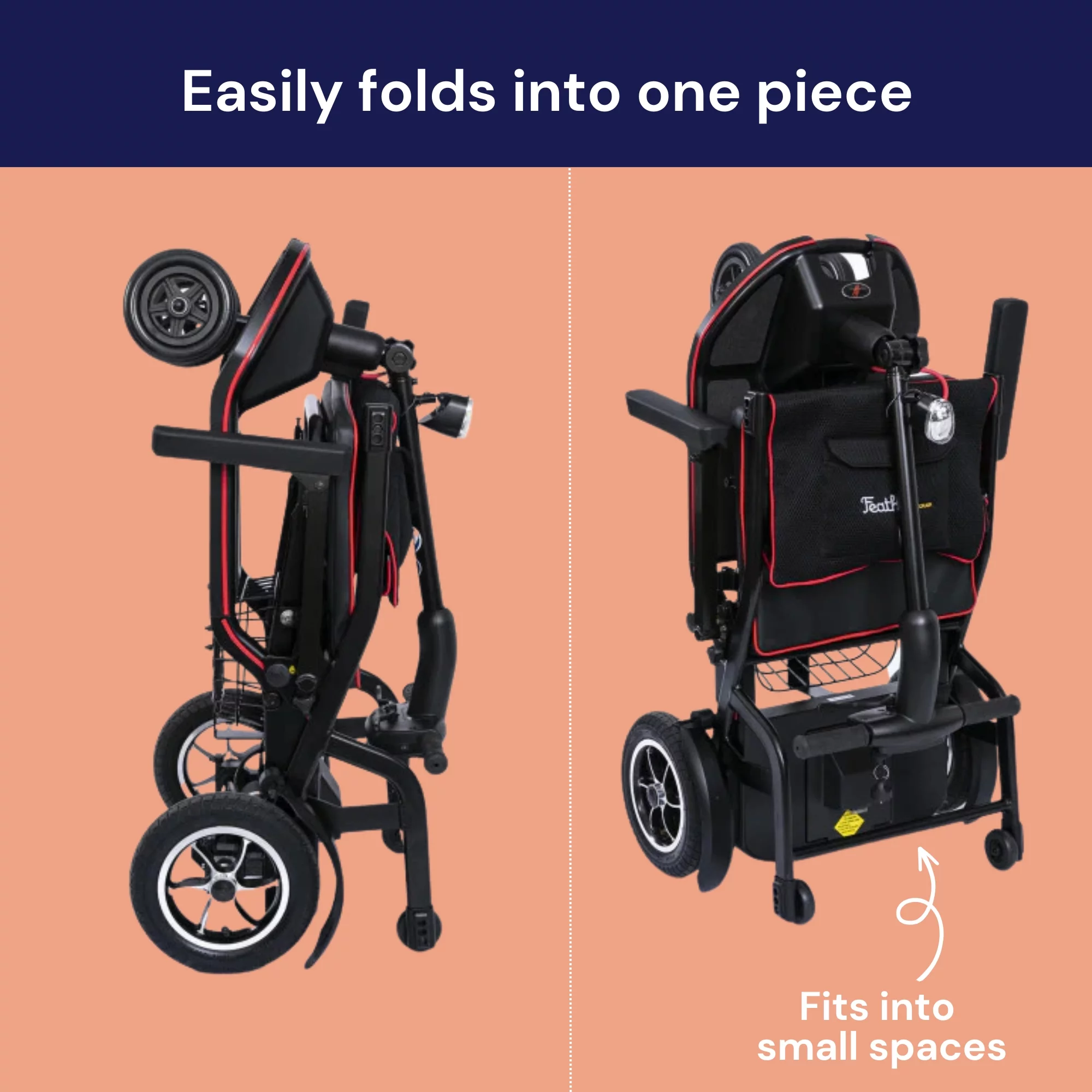 Feather Mobility Electric Wheelchair Scooter - Foldable, Travel Mobility Scooter, 37 lbs, 1 Ct - Womvr