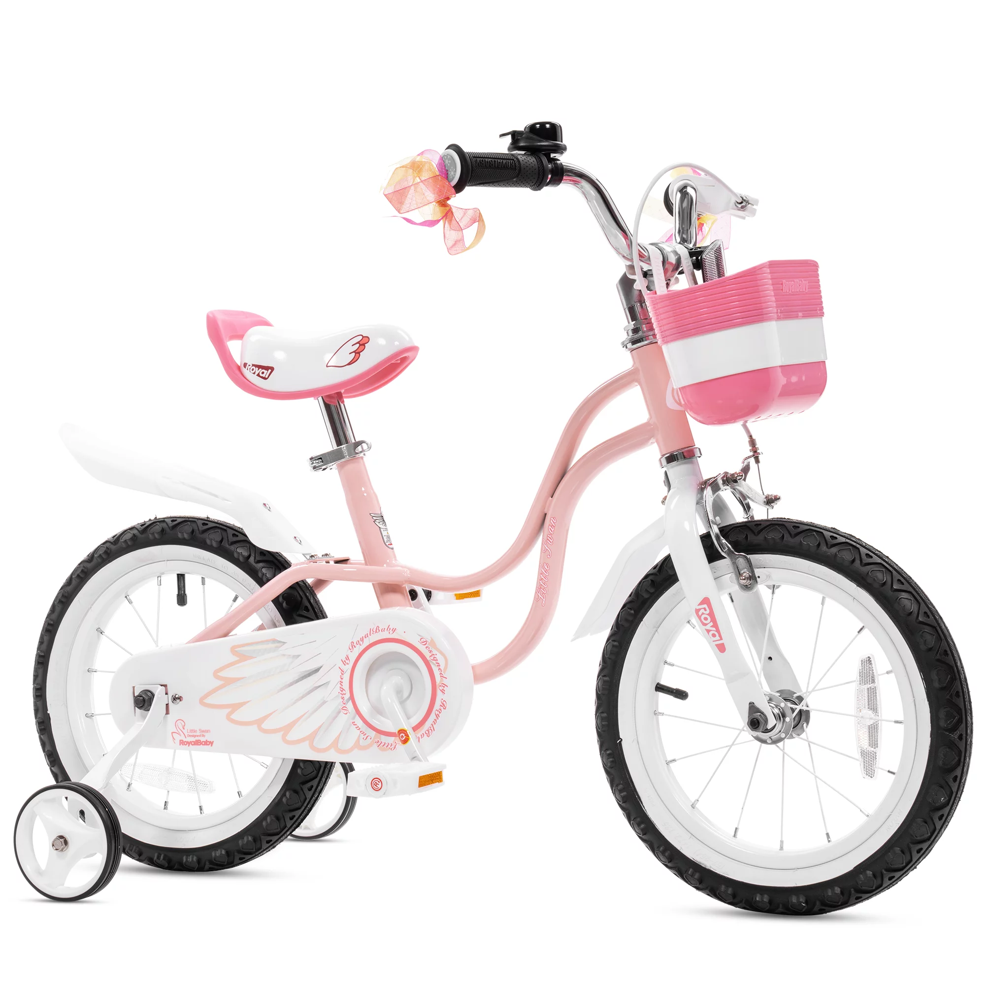 Royalbaby Little Swan Red 14 Girl's Bicycle with Training Wheels and Basket - Womvr
