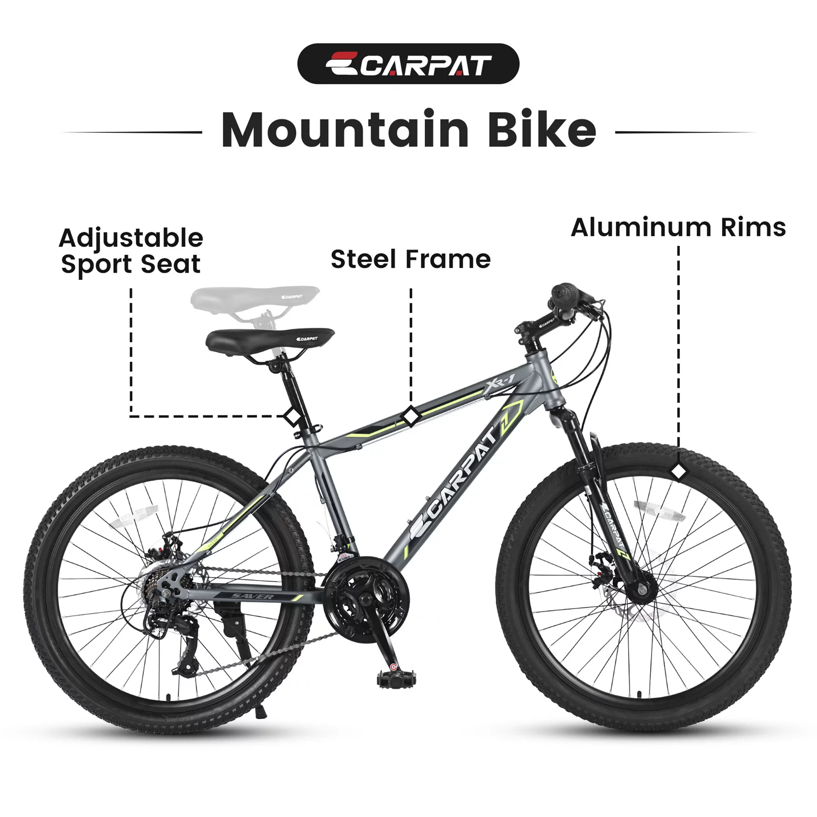 24 inch Mountain Bike for Boys Girls, Shimano 21 Speed Bicycle with Daul Disc Brakes and Front Suspension MTB - Womvr