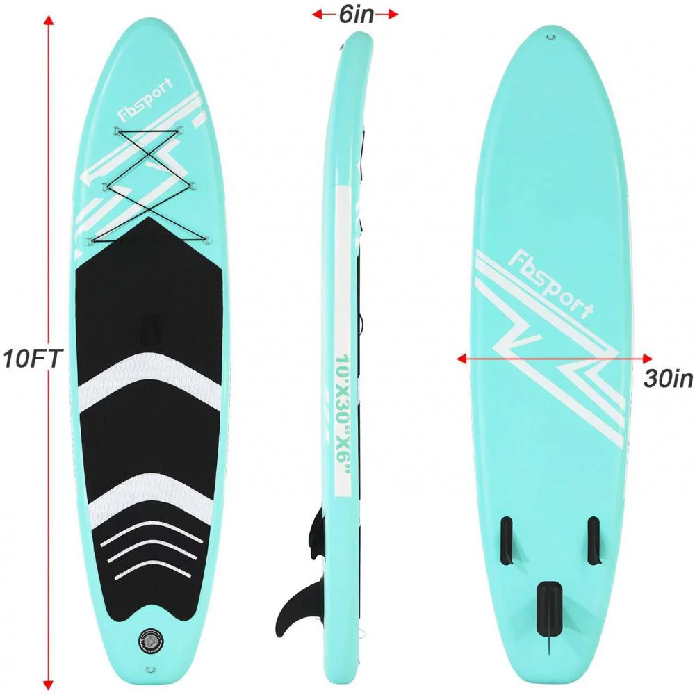 Fbsport 11ft Inflatable Paddle Board SUP, 6'' Thick W/Paddling Fins Pump & Accessories Pack, Green - Womvr