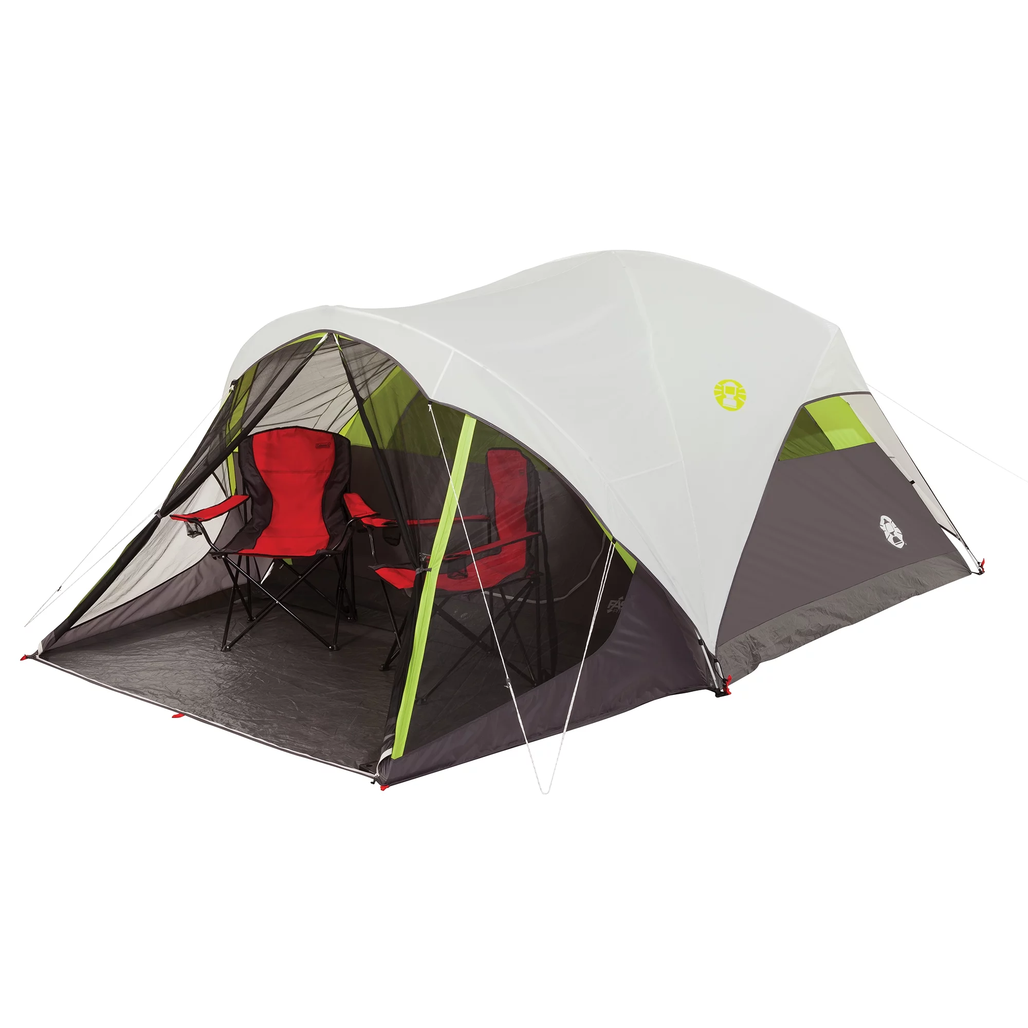 Coleman? 6-Person Steel Creek? Fast Pitch? Dome Camping Tent with Screen Room, Green - Womvr